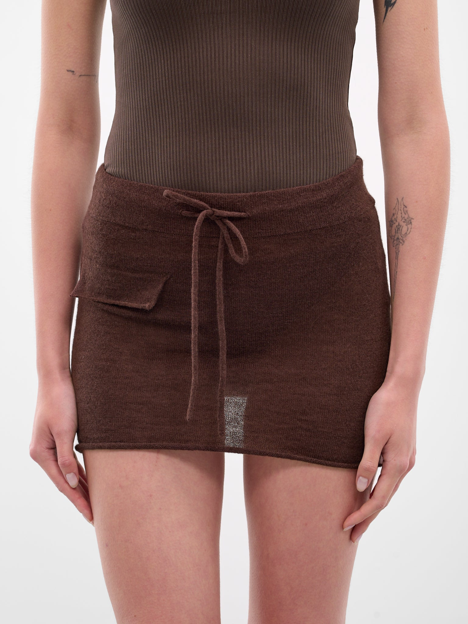 Brown Blaine Knit Mini Skirt - 4