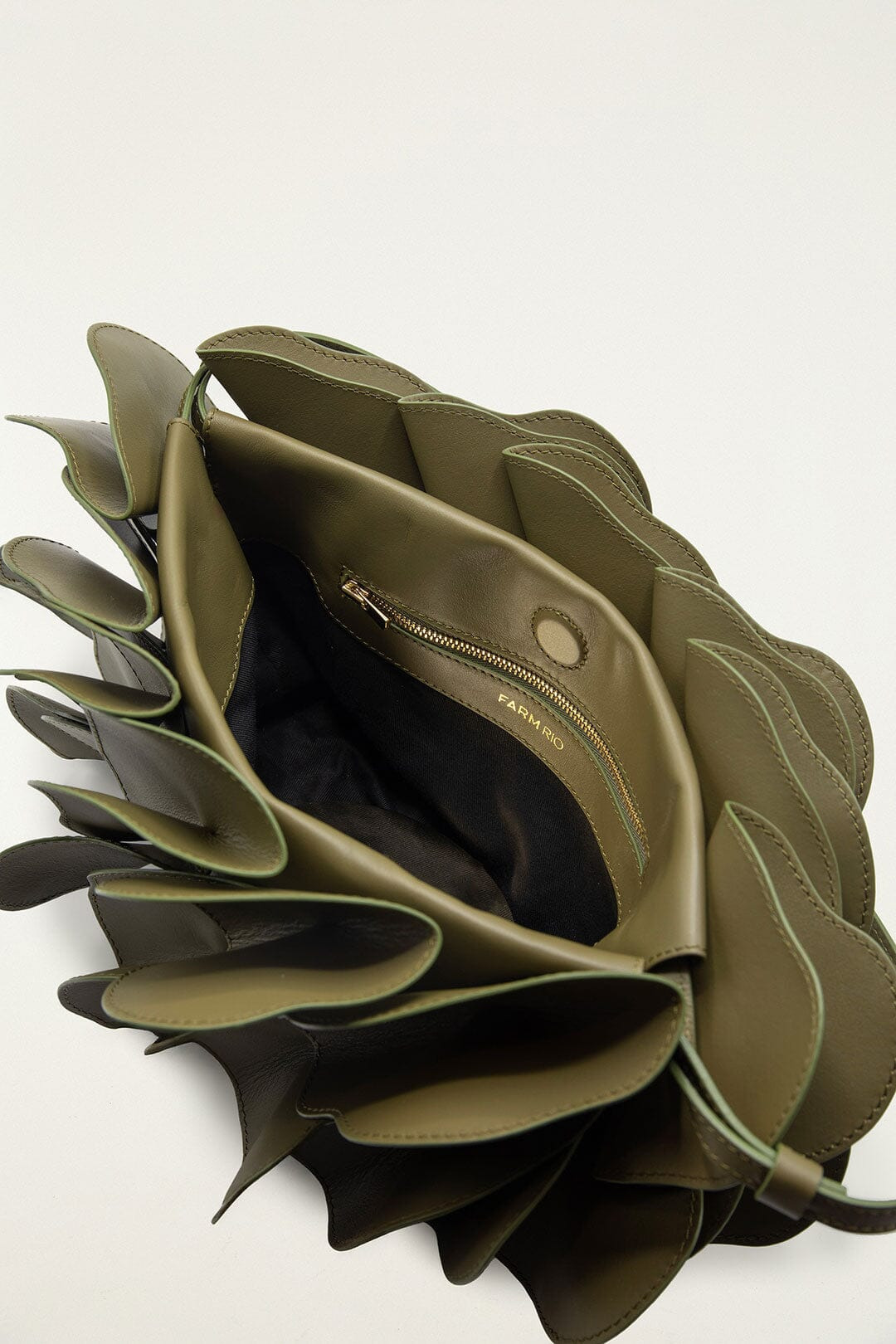 Green Leather Shoulder Flower Bag - 5
