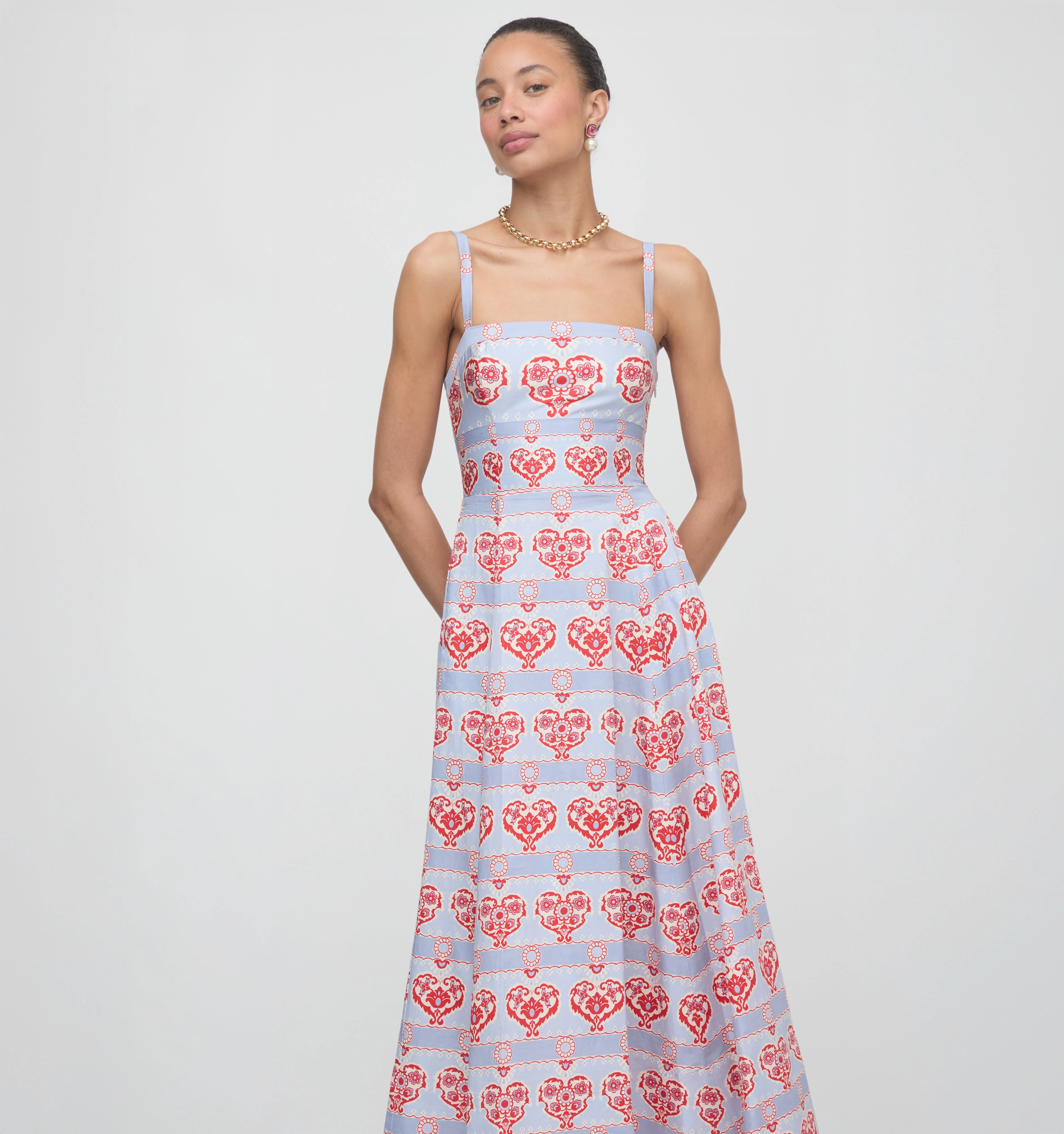The Margot Dress - Poppy Damask Stripe - 1