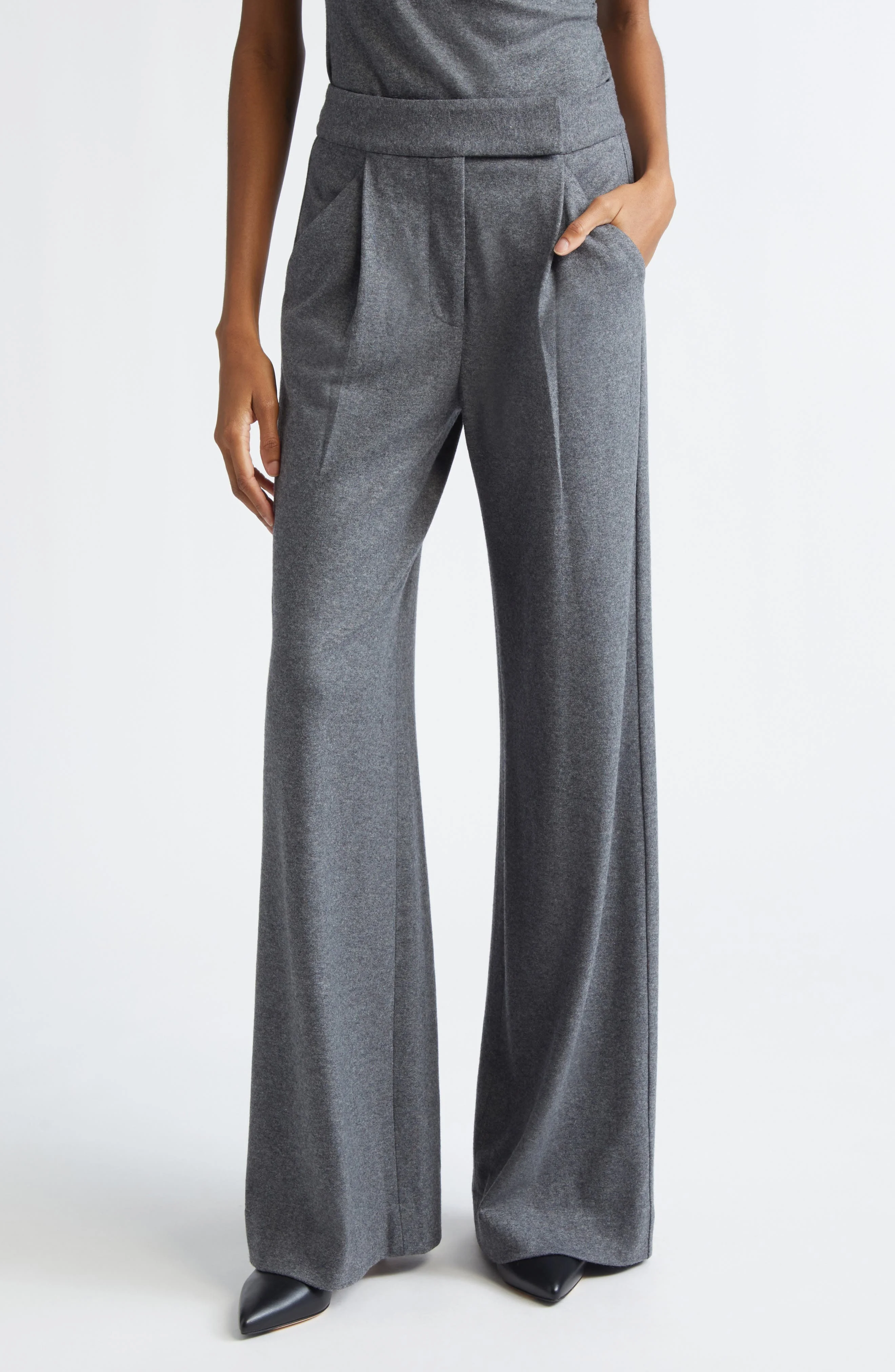 Veronica Beard Marbeau Wool Blend Pants in Medium Heather Grey at Nordstrom - 1