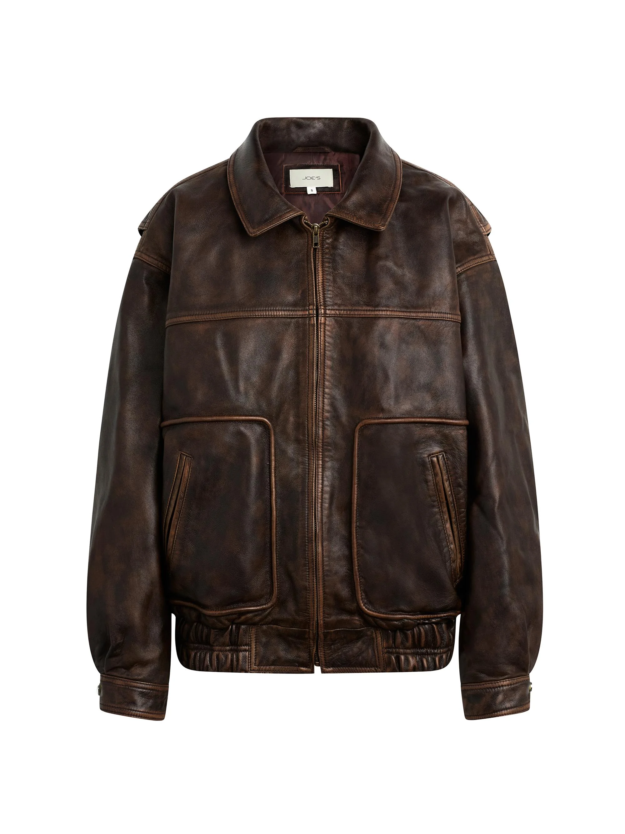 Women's Luca Exposed-Seam Leather Jacket - Brown Distressed - 1