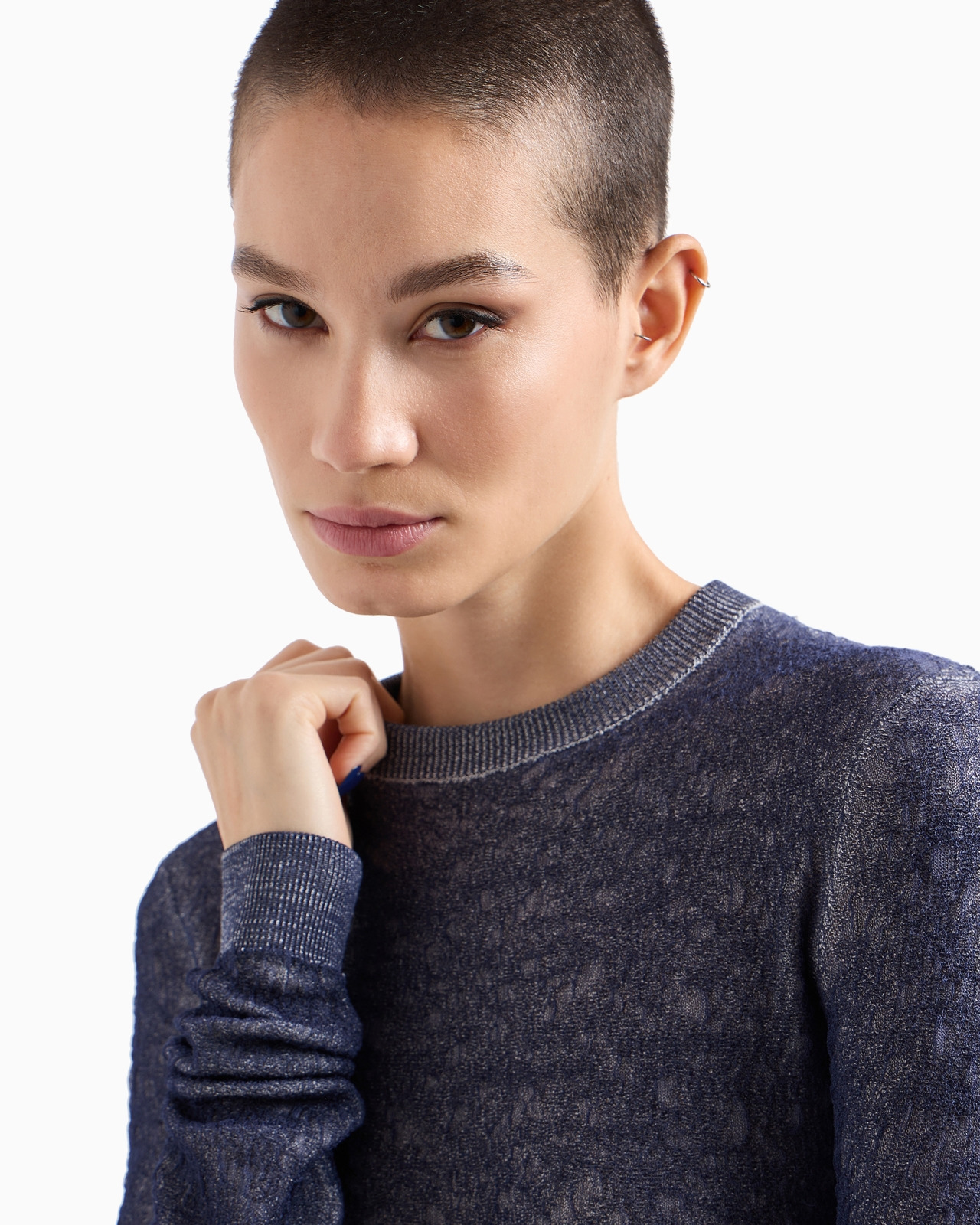 Denim Collection crew-neck jumper in viscose-blend waffle - 5