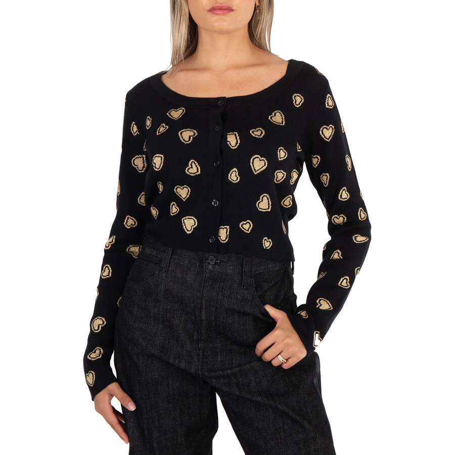 Moschino Ladies Heart-Intarsia Cardigan - 3