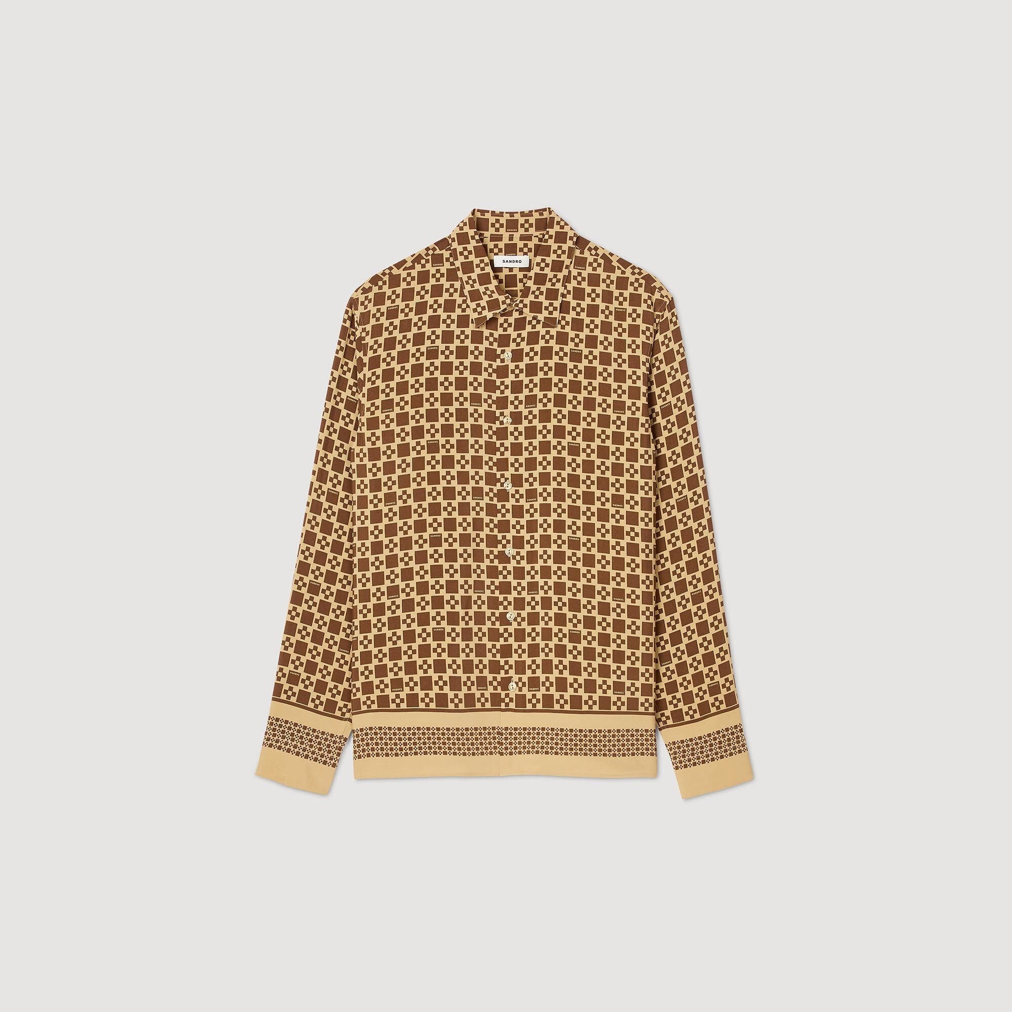 SQUARE CROSS MOTIF FLOWING SHIRT - 1