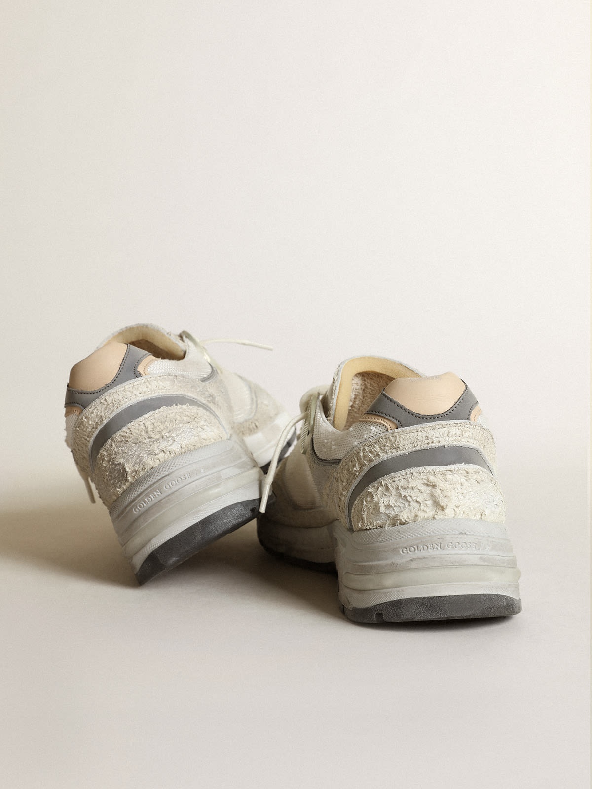 Dad-Star sneakers in white mesh and suede with white leather star and beige leather heel tab - 5