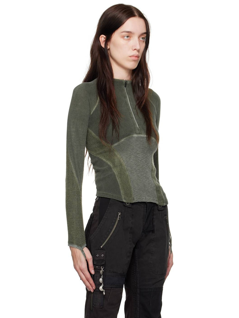 HYEIN SEO Khaki Half-Zip Raglan Sweater outlook
