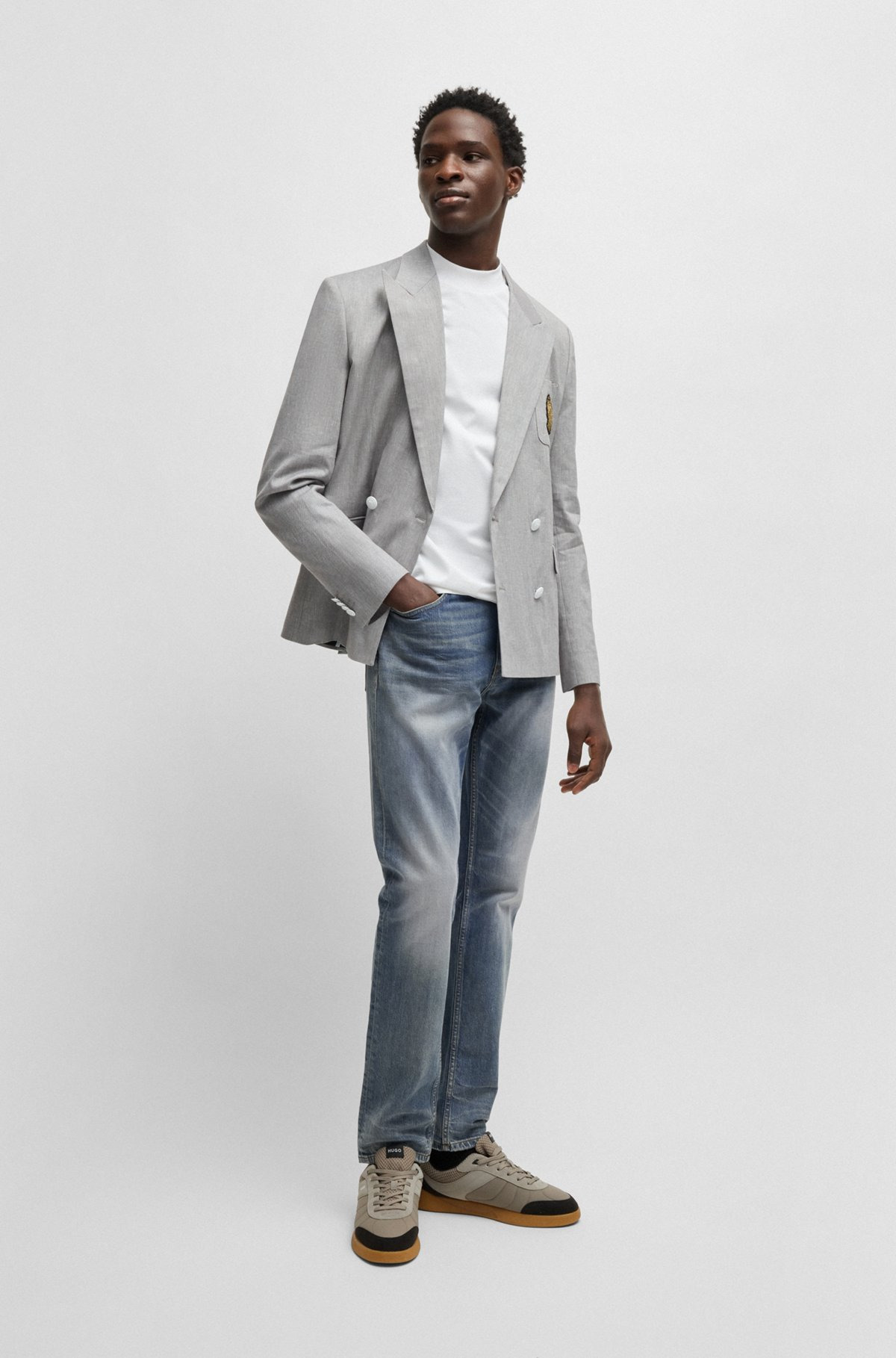 SLIM-FIT JEANS IN GRAY-BLUE COMFORT-STRETCH DENIM - 3