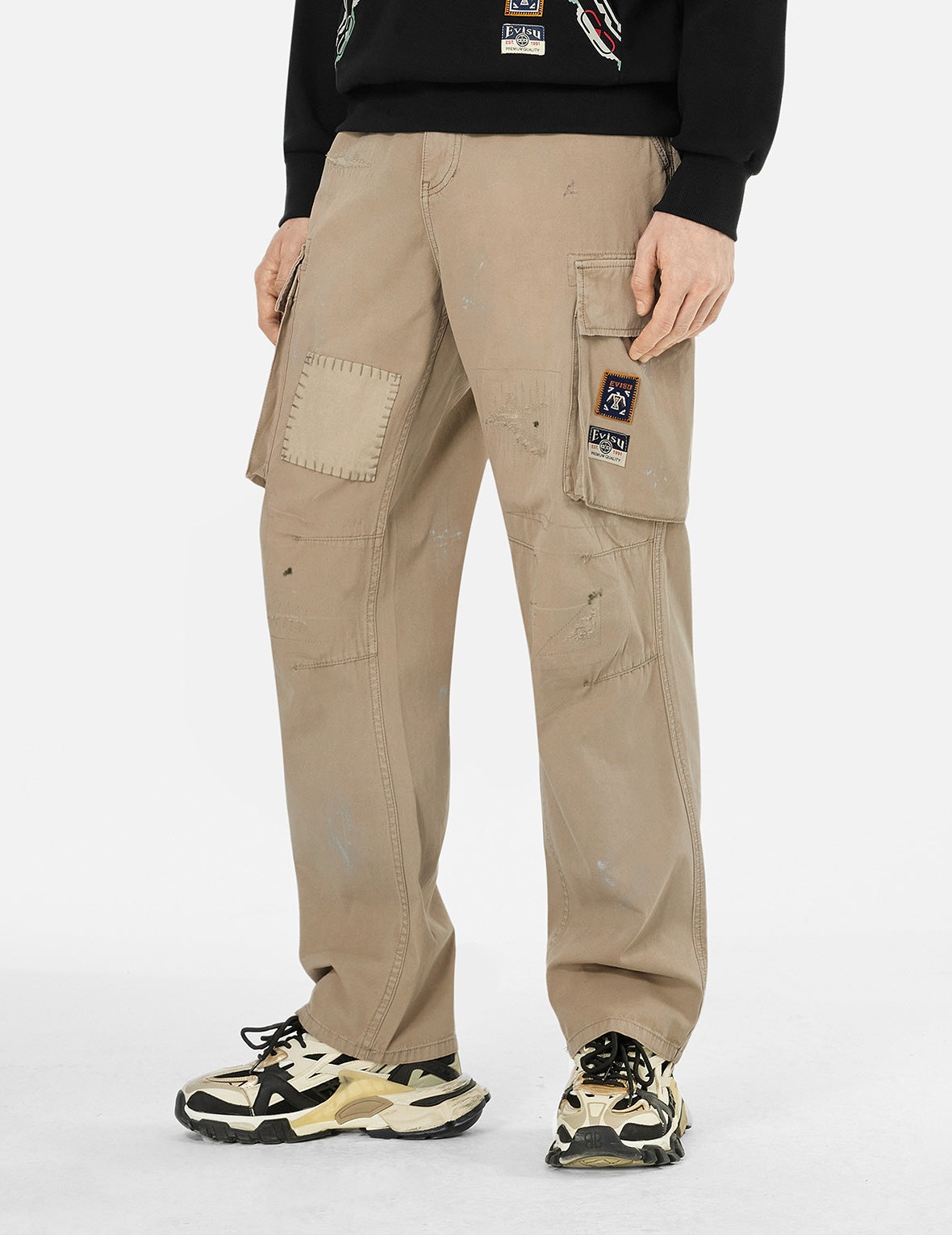 Totem Seagull Embroidery Straight Fit Cargo Pants - 11