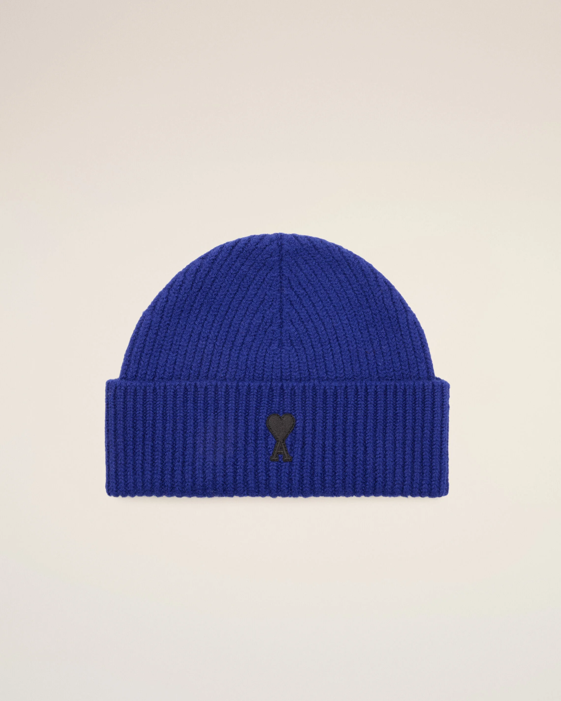 BLUE WOOL BEANIE WITH AMI DE COEUR - 1