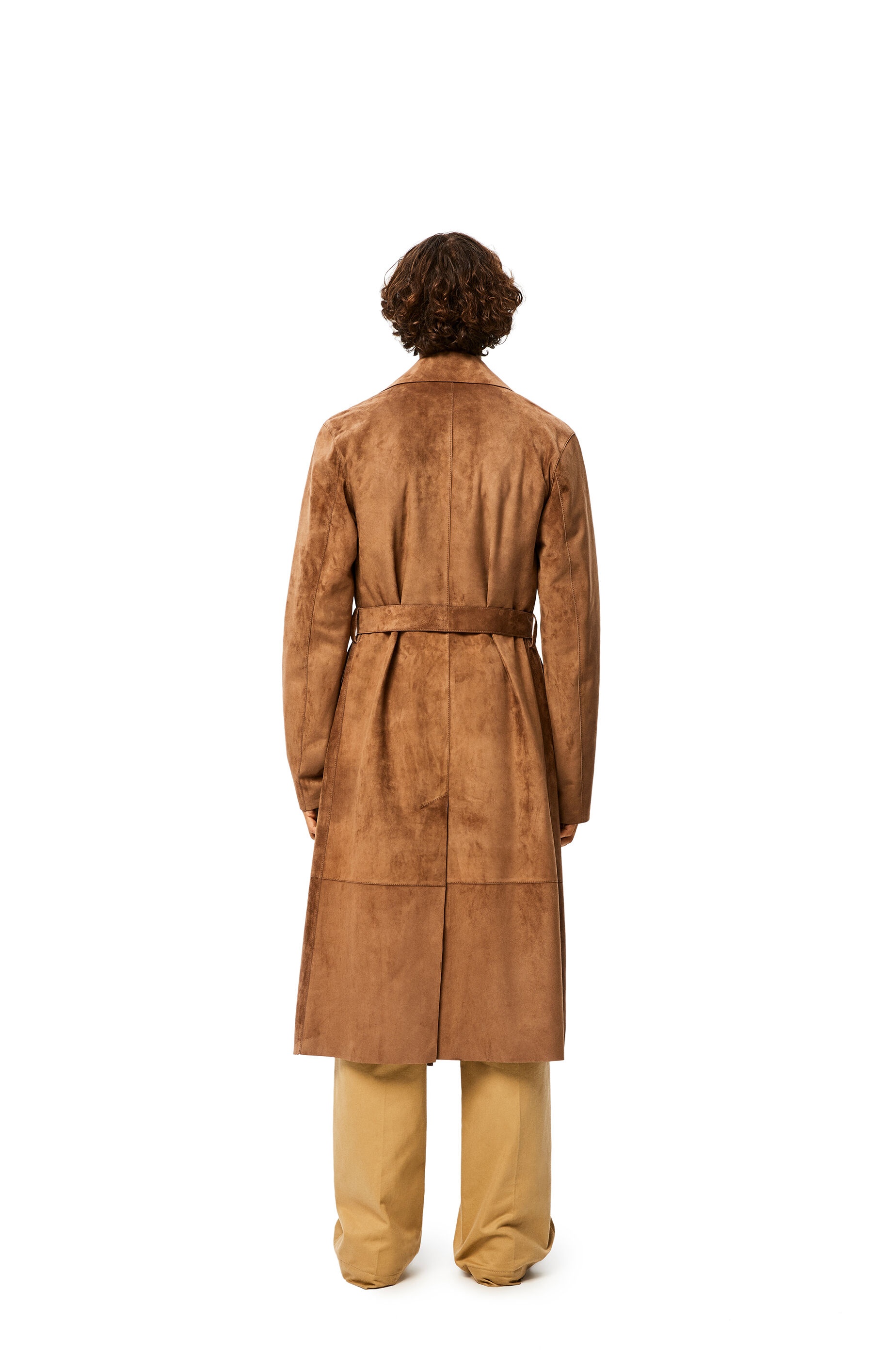 Belted coat in suede - 4