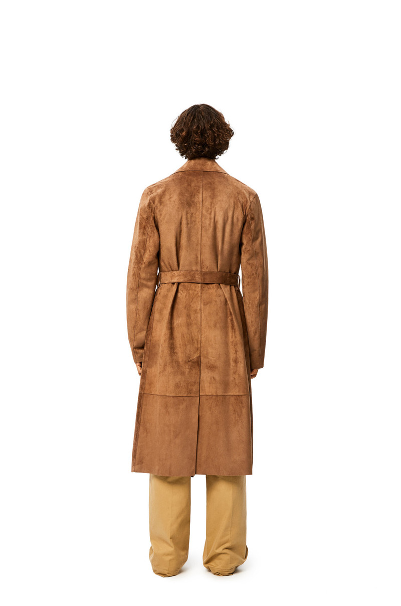 Belted coat in suede 4