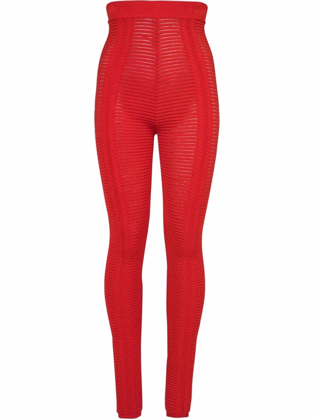 high-waisted sheer knitted leggings - 1