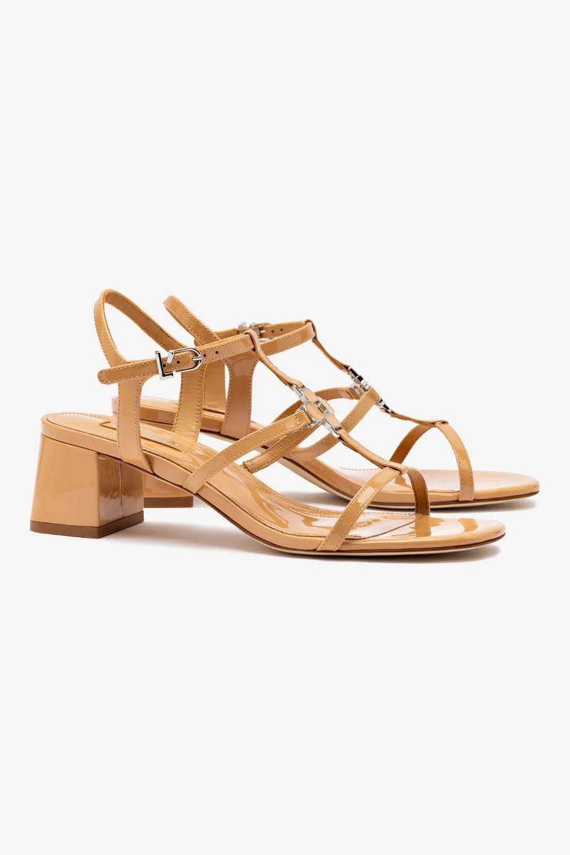 Hana Block In Tan Patent Leather 3