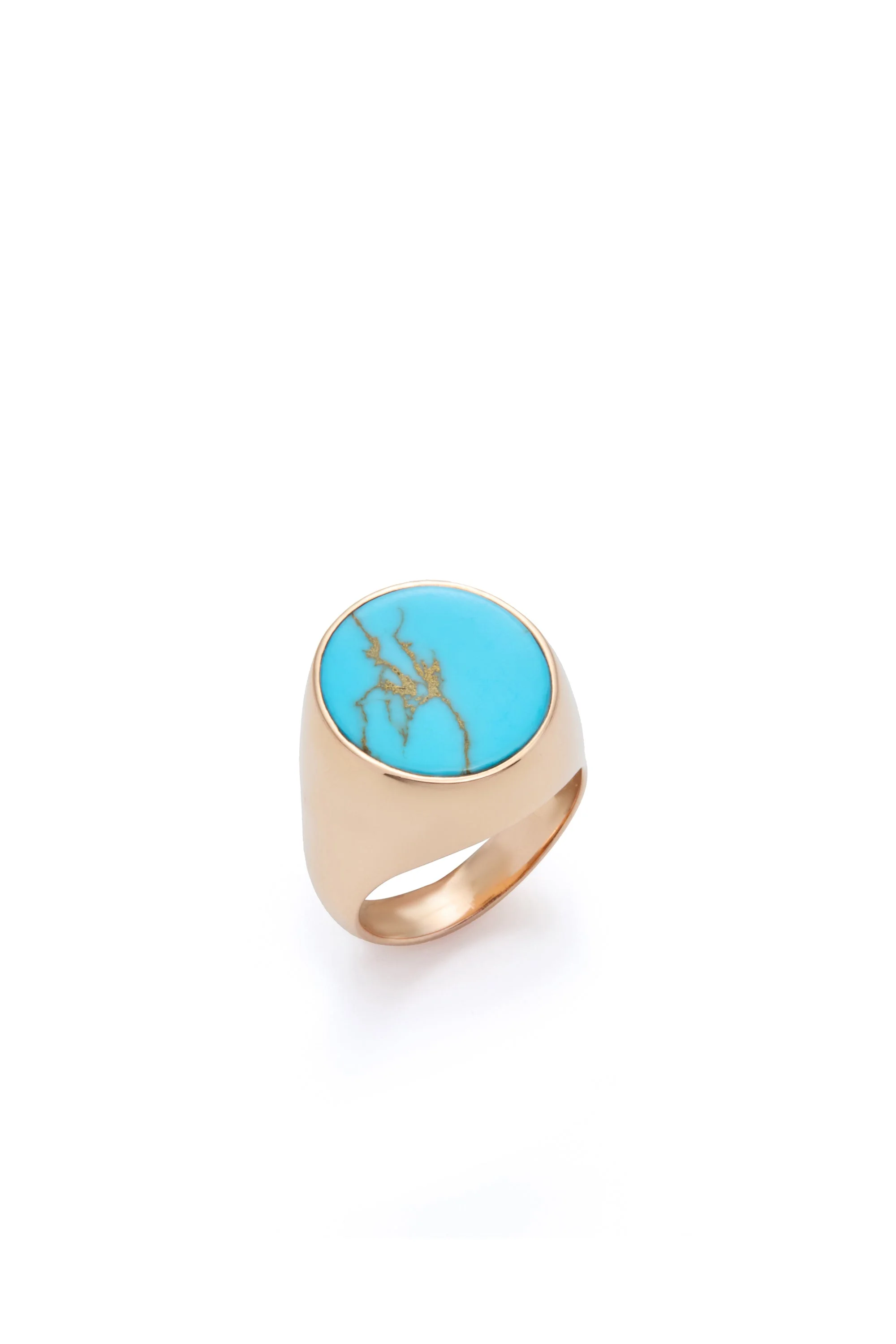 Signet Ring in 18K Rose Gold & Turquoise Stone with Blue Sapphire - 1