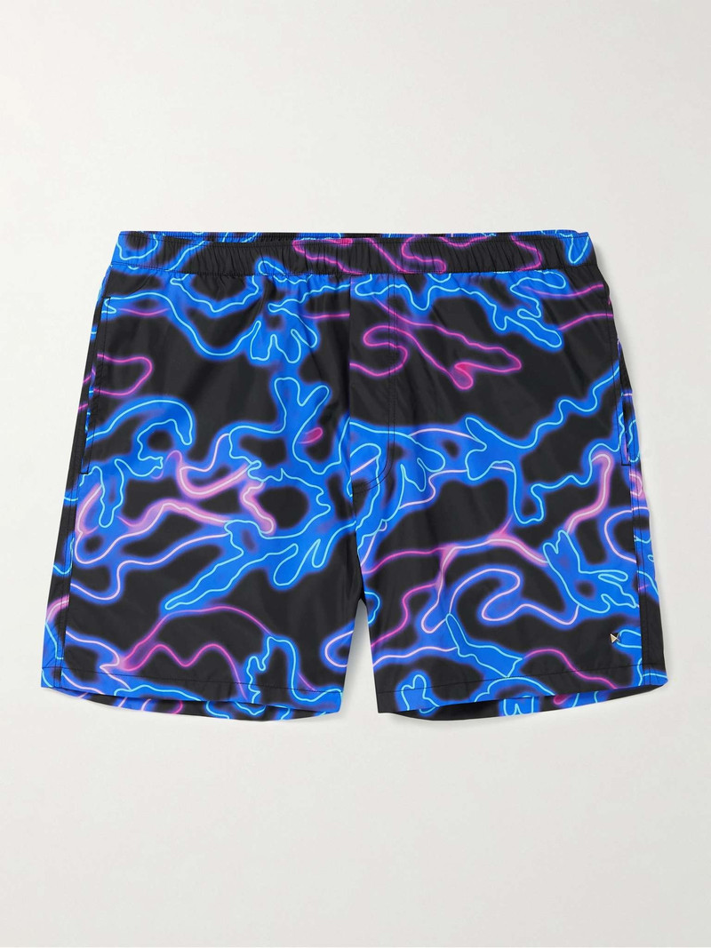 Straight-Leg Mid-Length Printed Swim Shorts 1