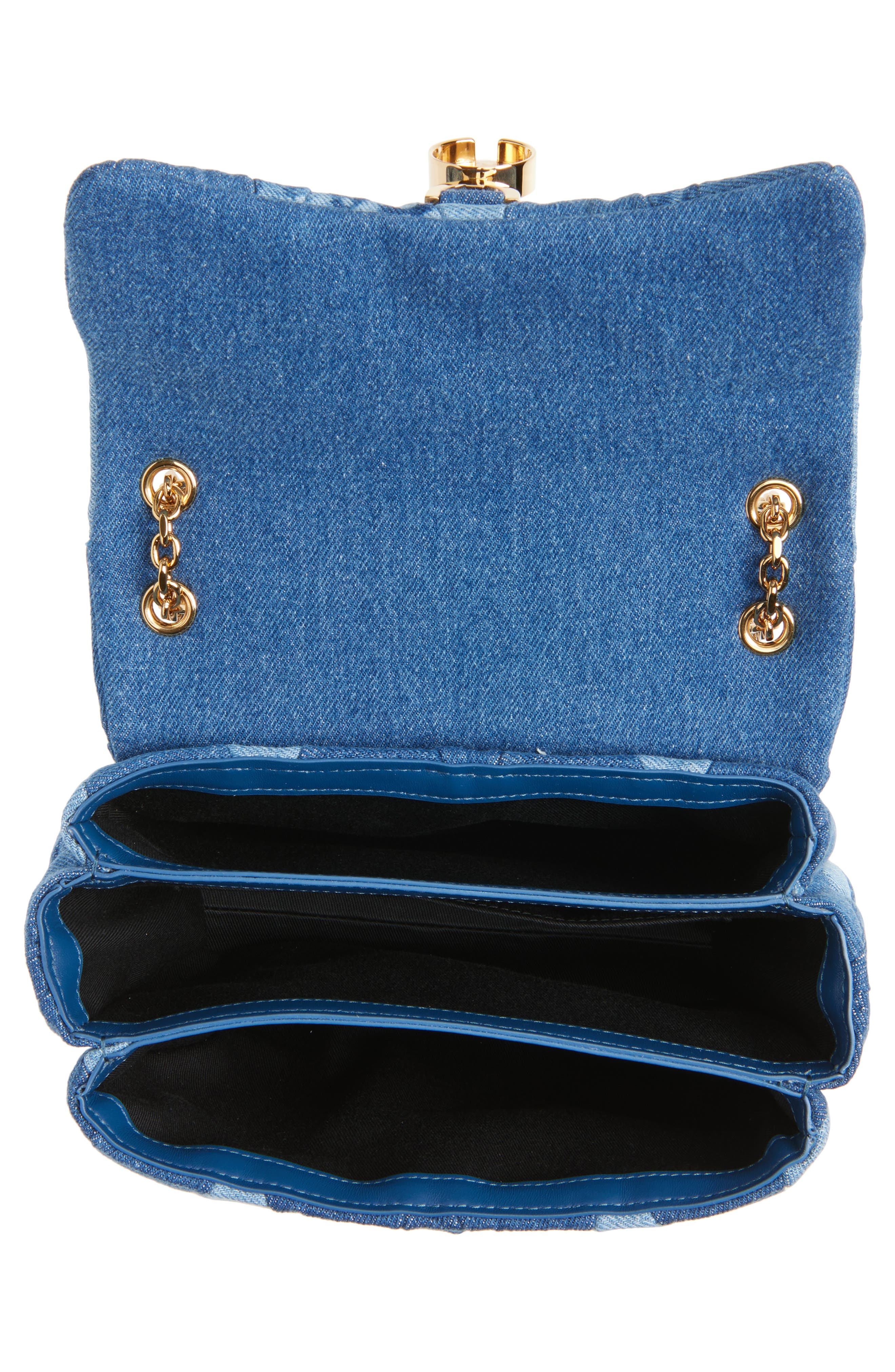 Versace Medusa 95 Quilted Patchwork Denim Shoulder Bag in Blue Versace Gold at Nordstrom - 5