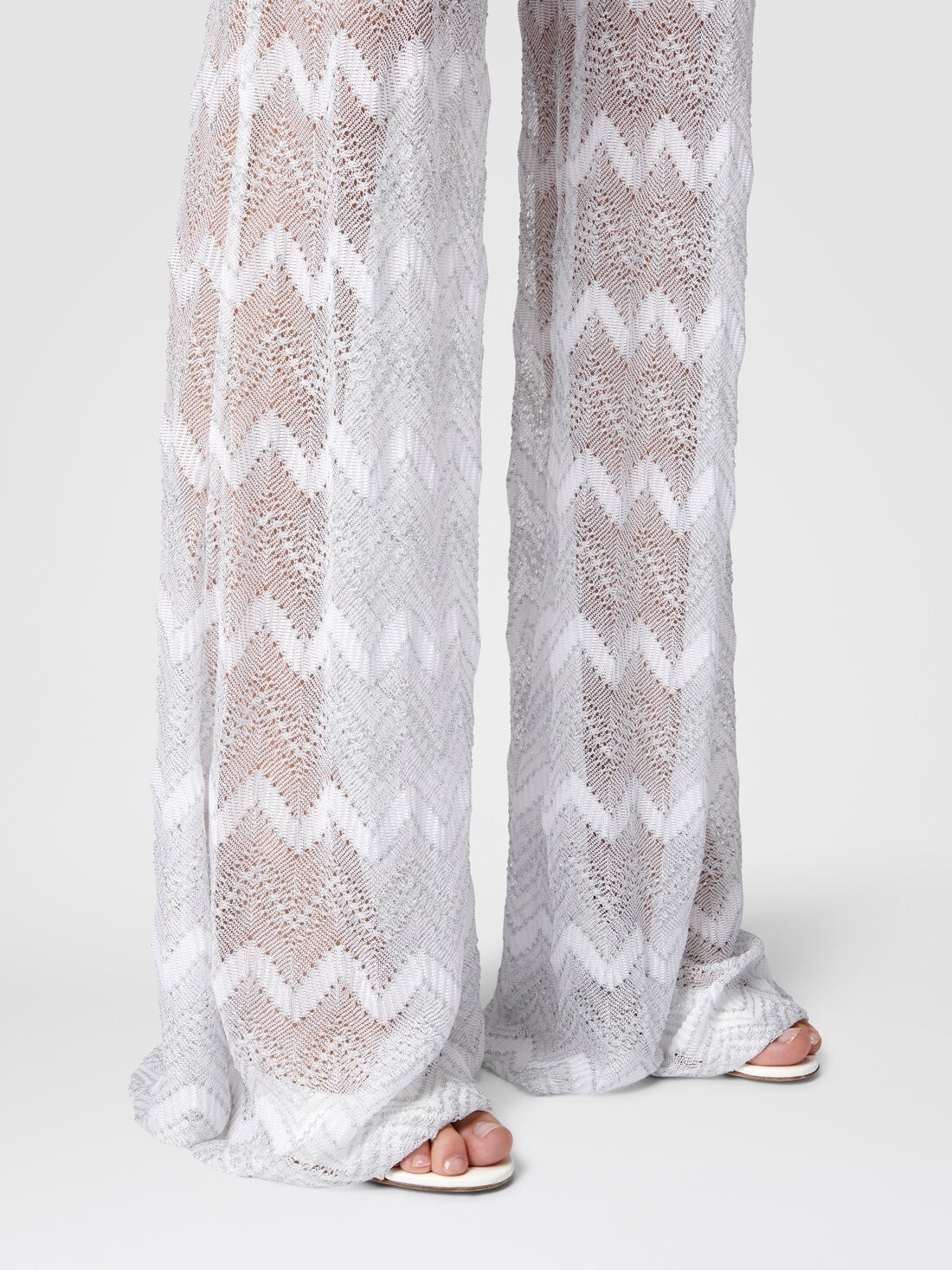 Flare cover-up trousers in zig zag lamé viscose - 5