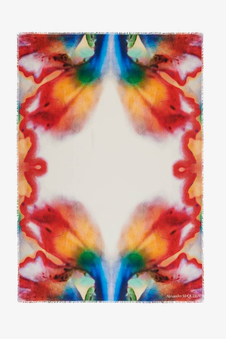 Women's Solarised Shawl in Ivory/red - 1