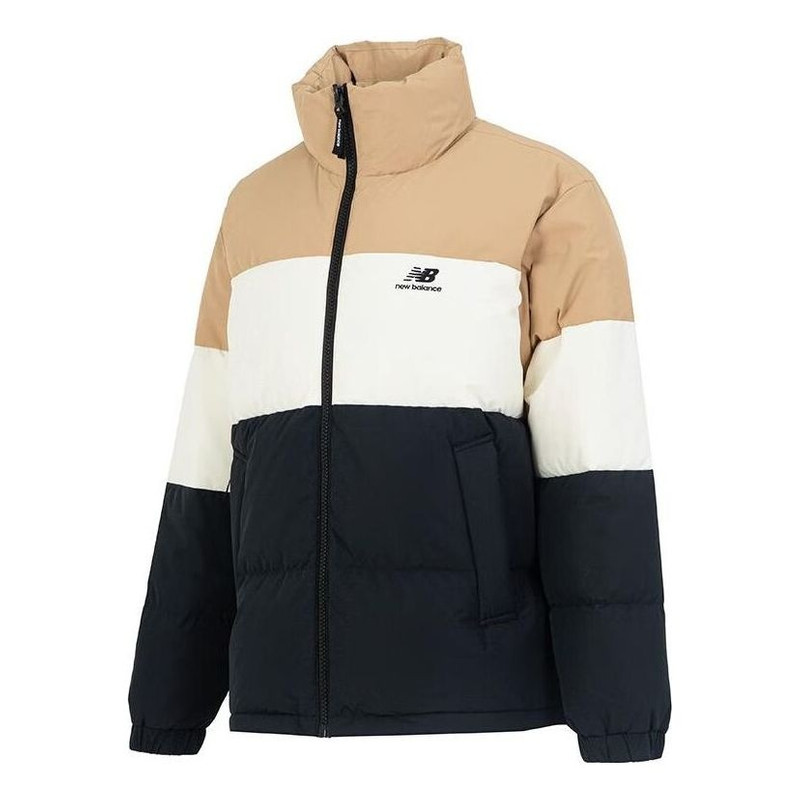 New Balance Warm Down Jacket 'Black White Tan' 5PC44283-BEI - 1
