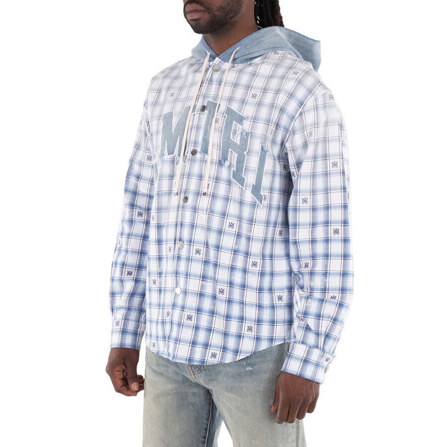 Amiri Men's Cerulean Hooded Cotton Overshirt - 4