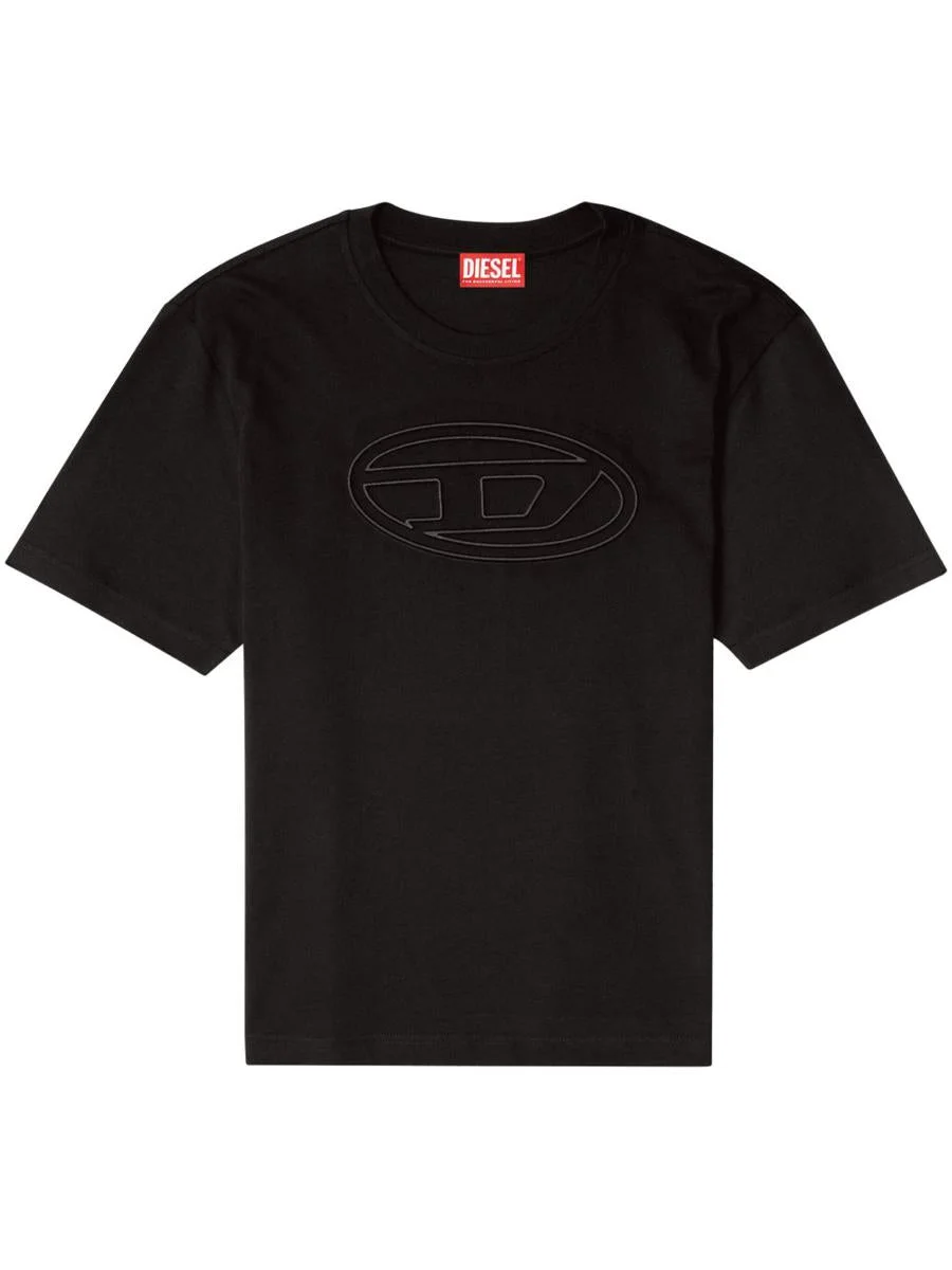 Diesel 'Adjust' Black T-Shirt With Maxi Oval D Logo On The Front In Cotton Man - 1