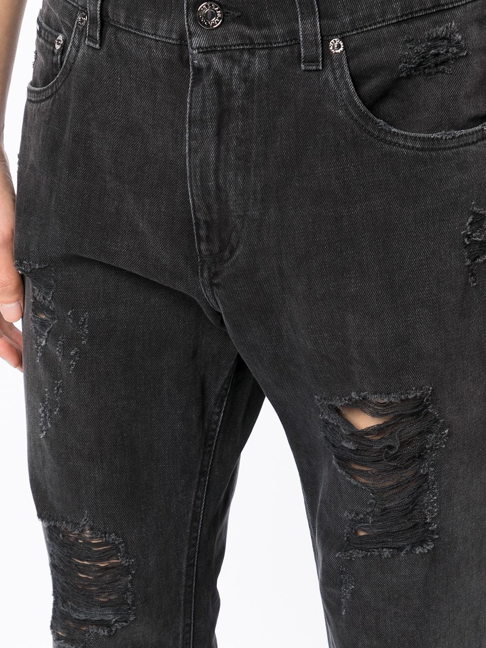 cropped ripped-detail jeans - 5