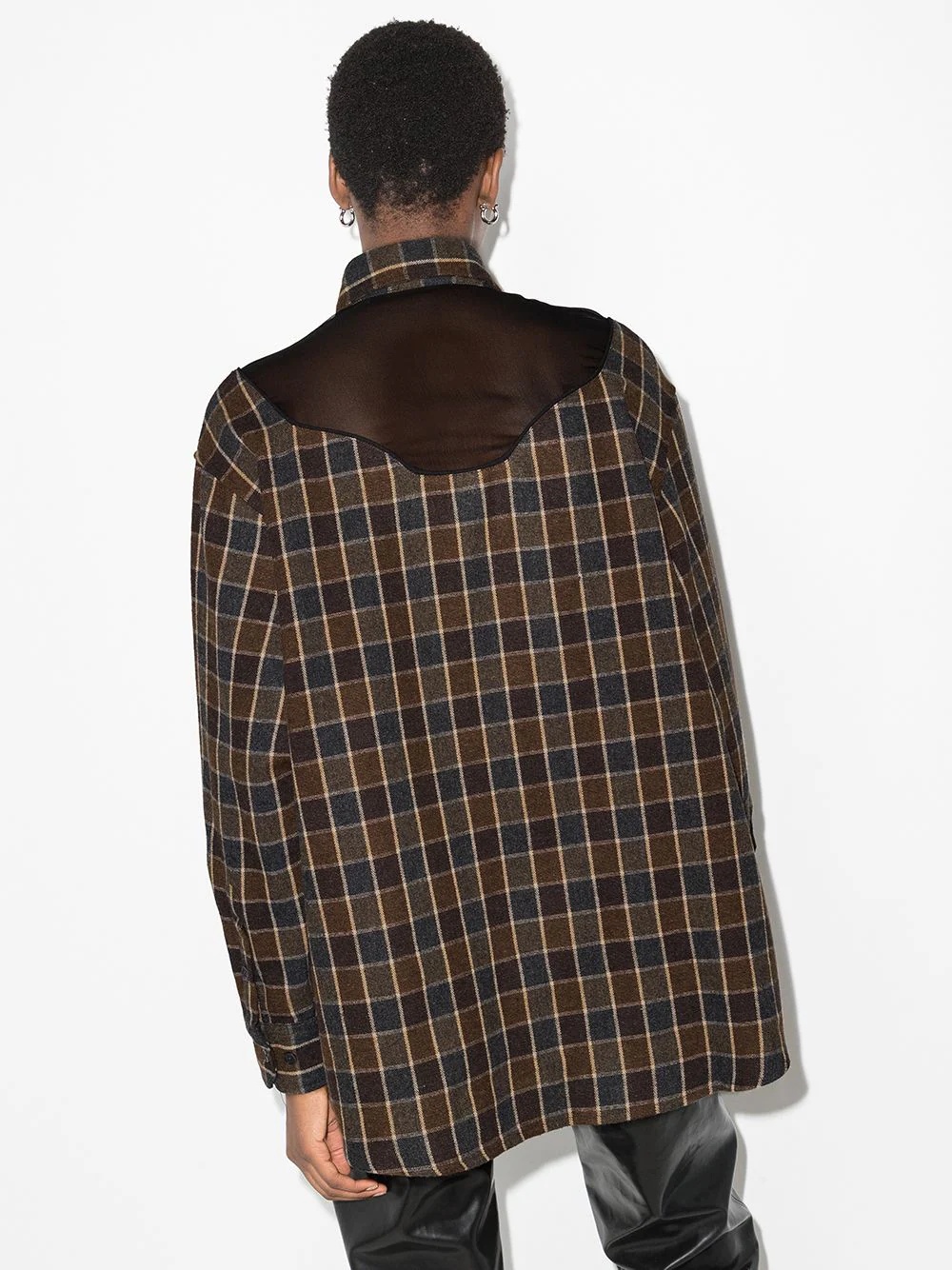 Lend sheer-panel checked shirt - 3