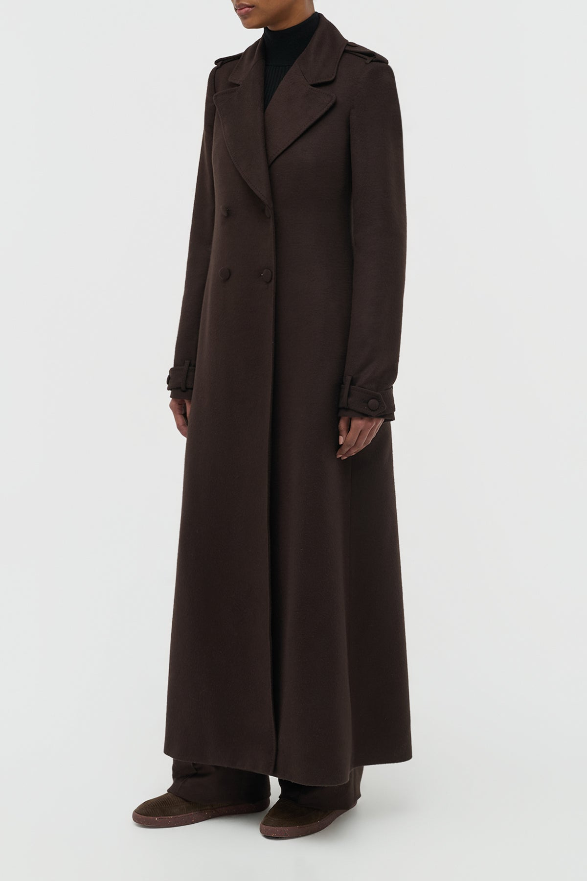 Houstt Trench Coat in Chocolate Winter Silk - 3