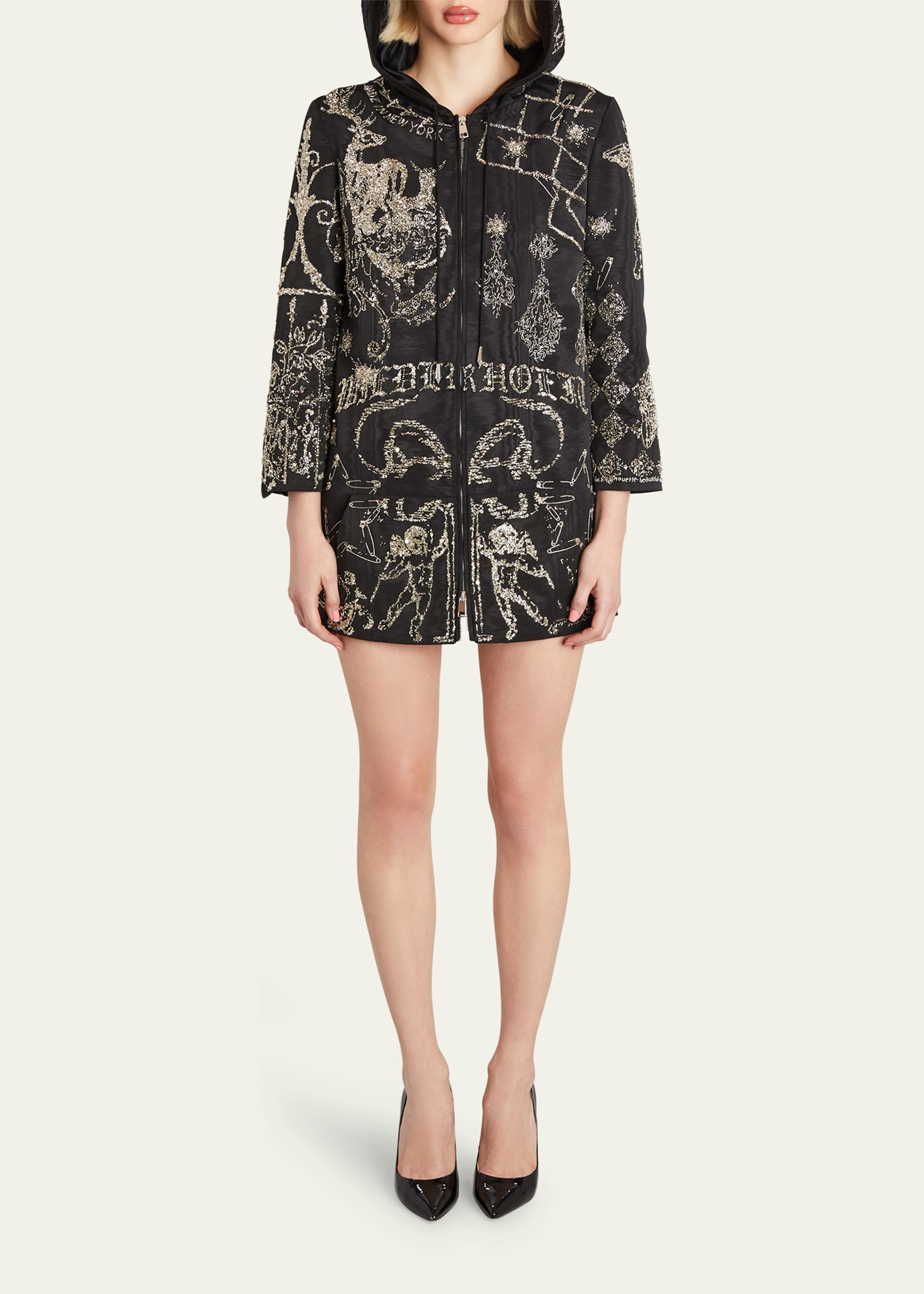 Bedazzled Manifesto Hoodie Mini Dress - 5