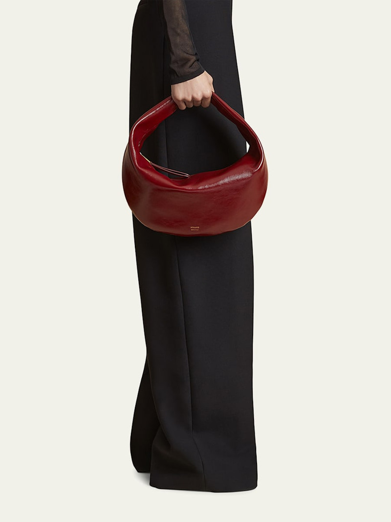 KHAITE Olivia Medium Crackle Patent Hobo Bag outlook