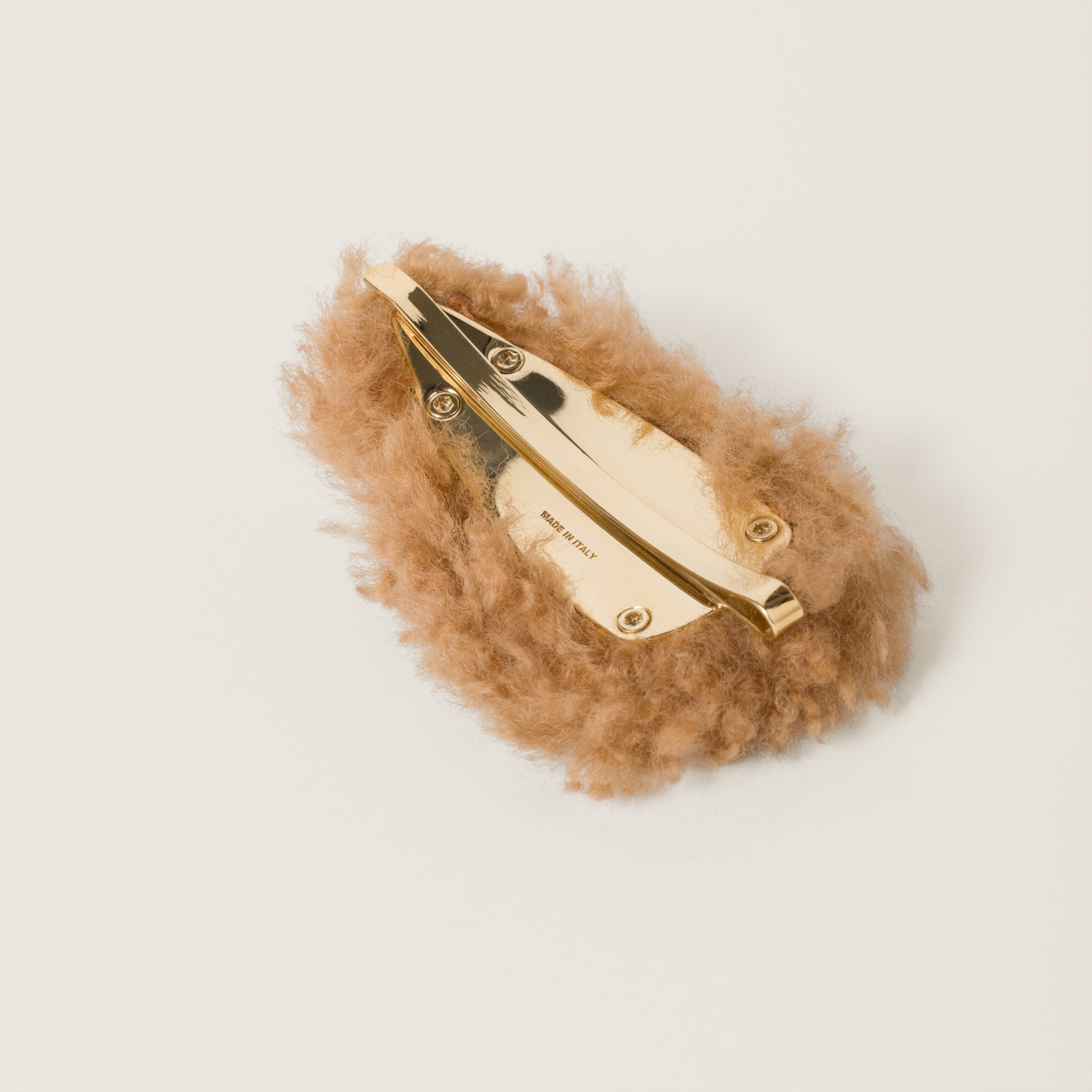 Set of leather, suede, and shearling hair clips - 2