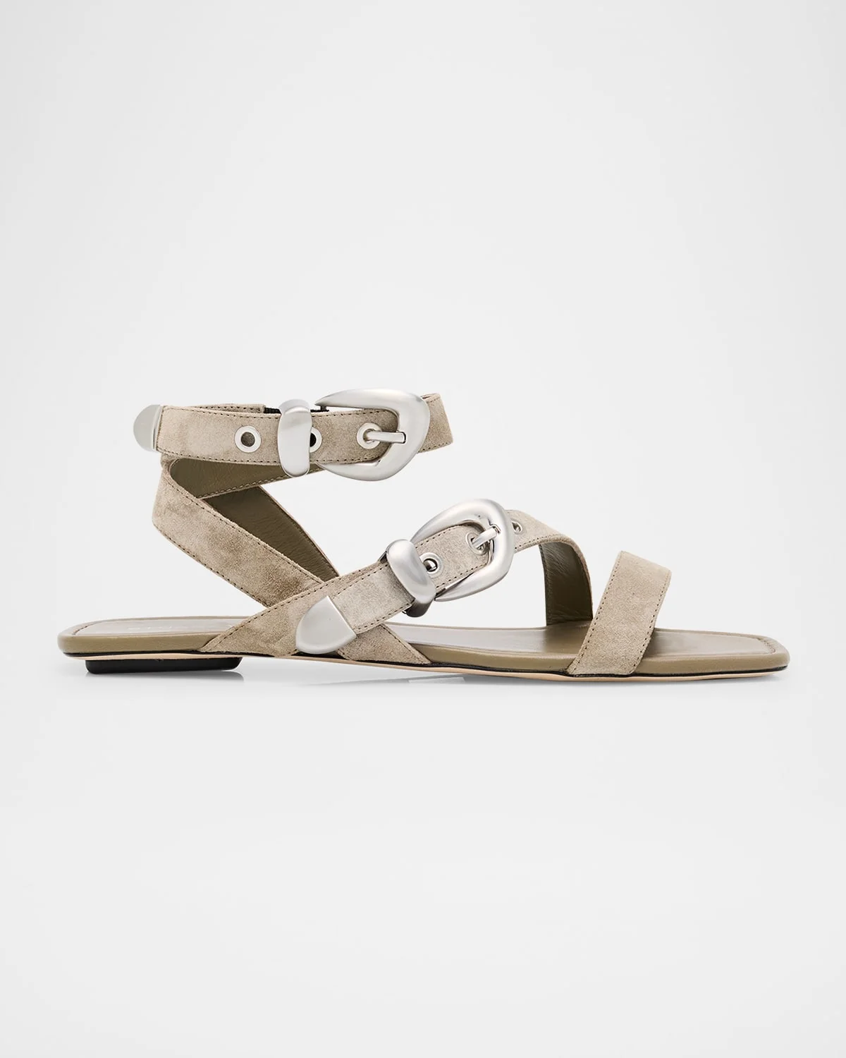 Maven Suede Buckle Flat Sandals - 1
