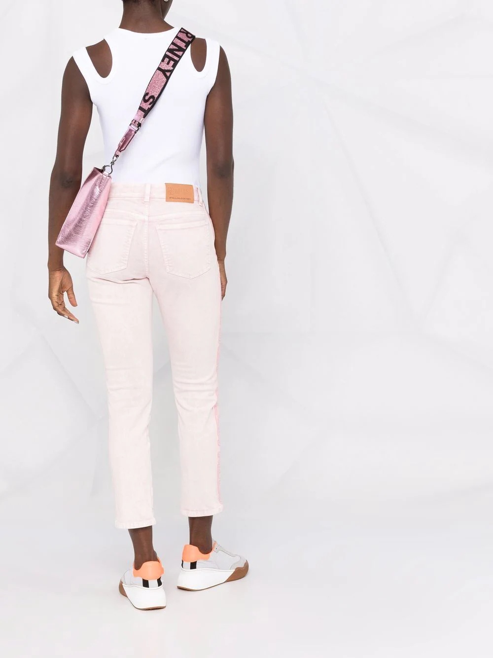 logo tape slim jeans - 4