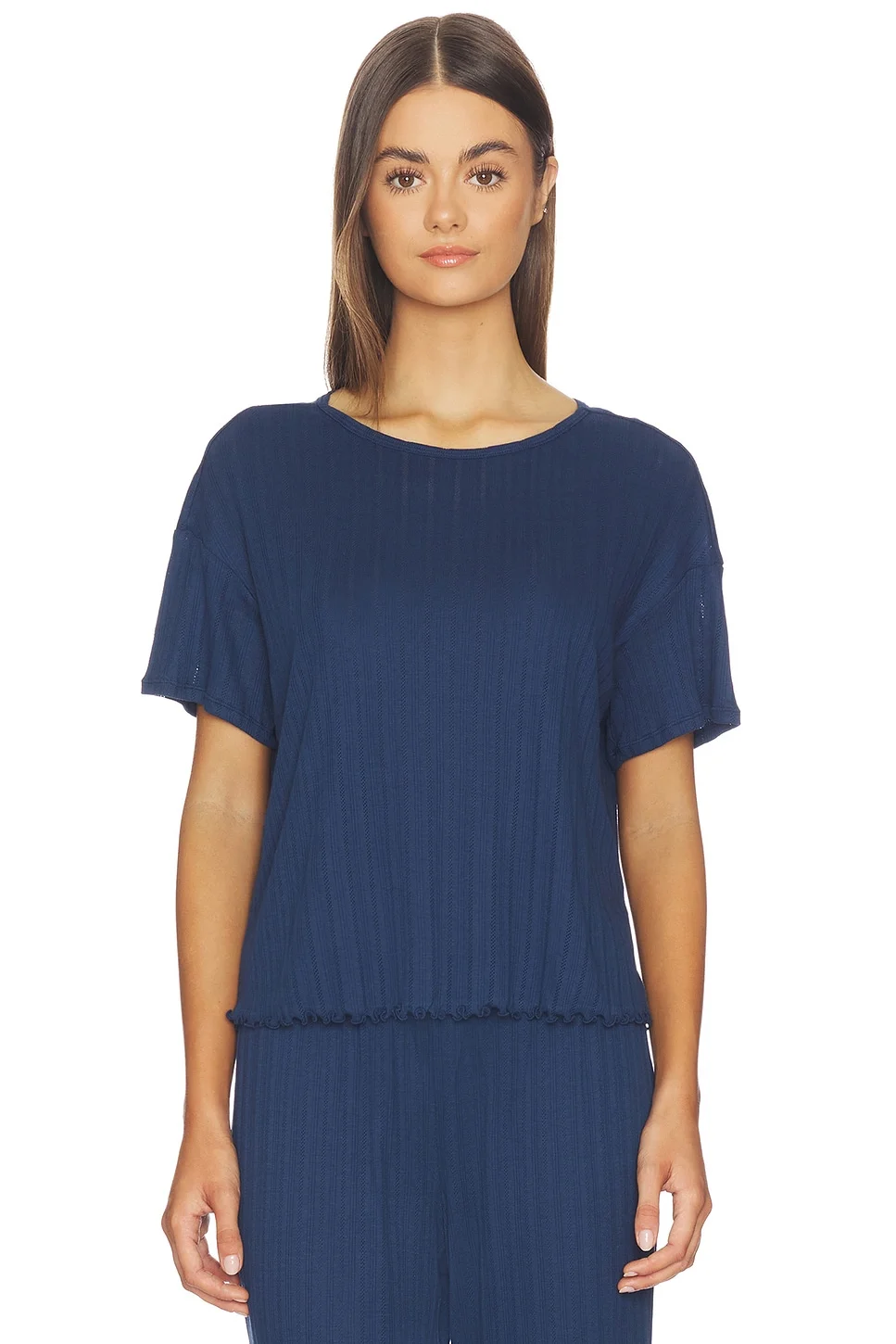 Pointelle Short Sleeve Tee - 1