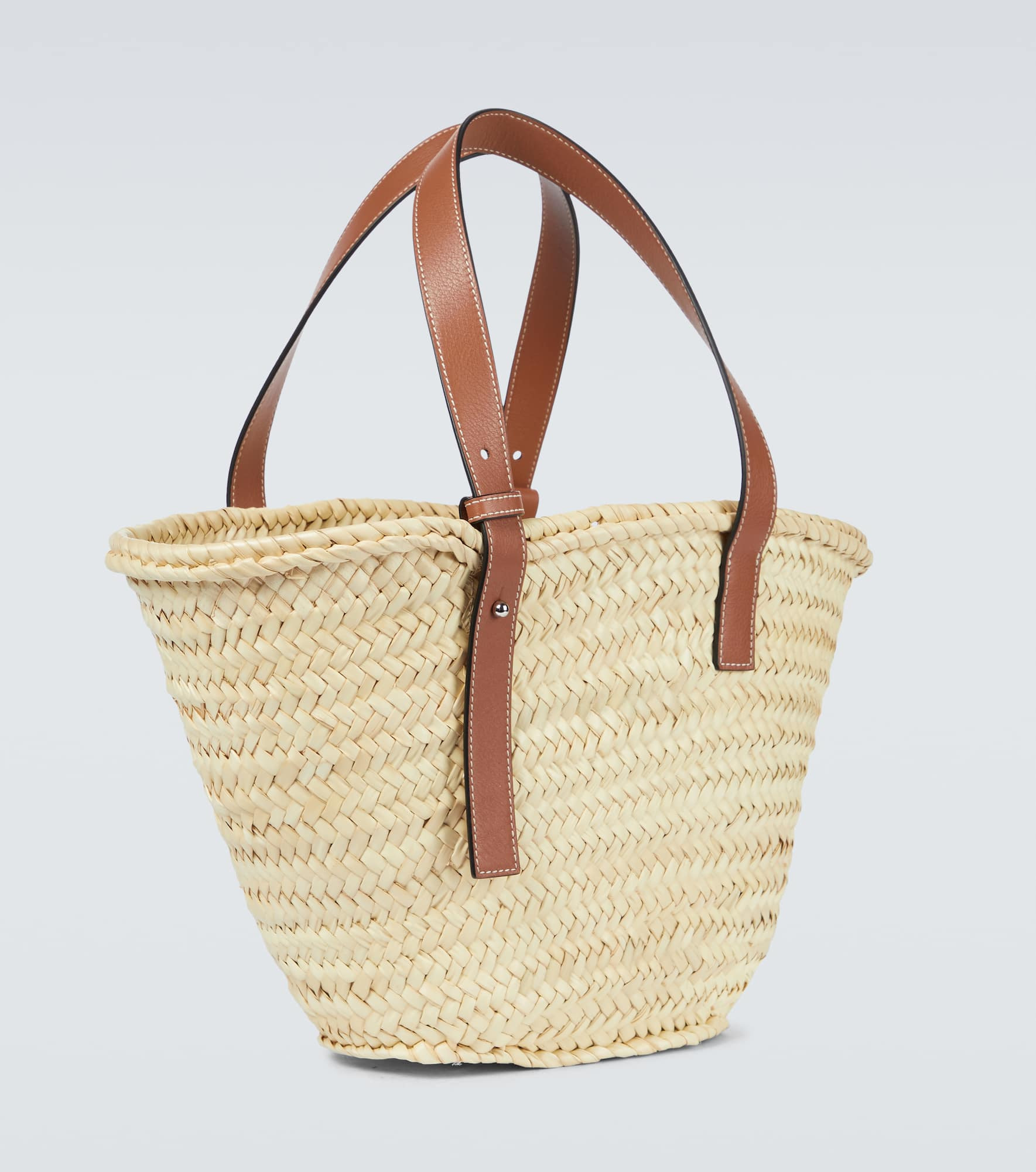Leather-trimmed basket bag - 5