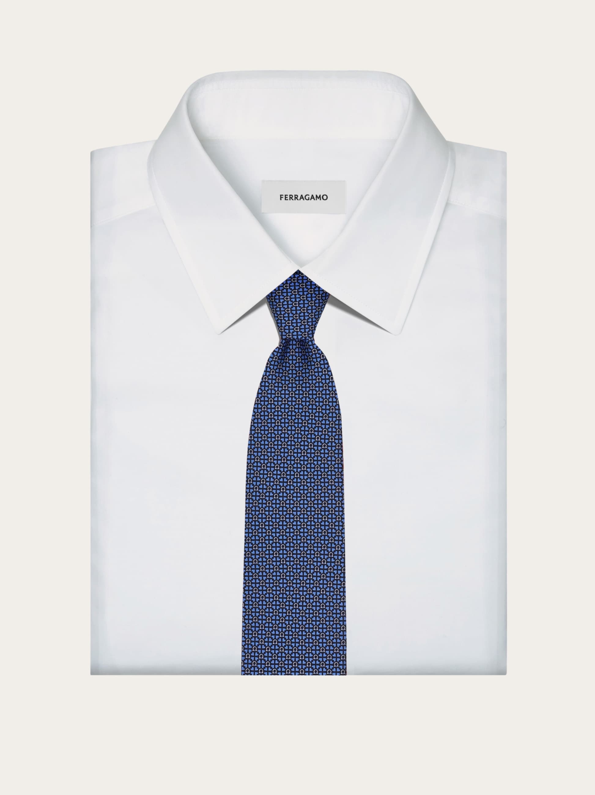Gancini and hearts printed silk tie - 4