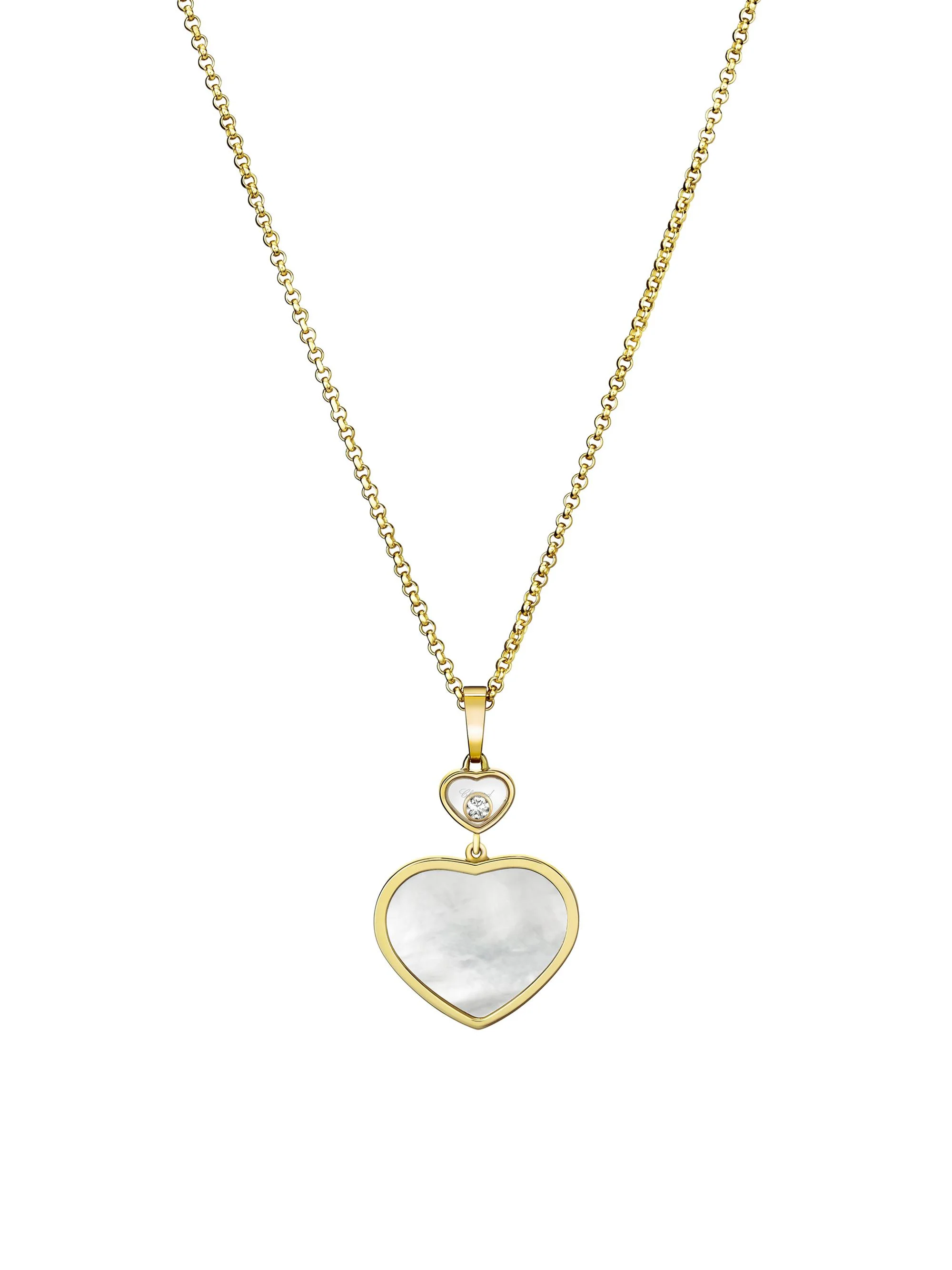 Women's Happy Hearts 18K Yellow Gold, Mother-Of-Pearl & 0.05 TCW Diamond Pendant Necklace - Yellow G - 1