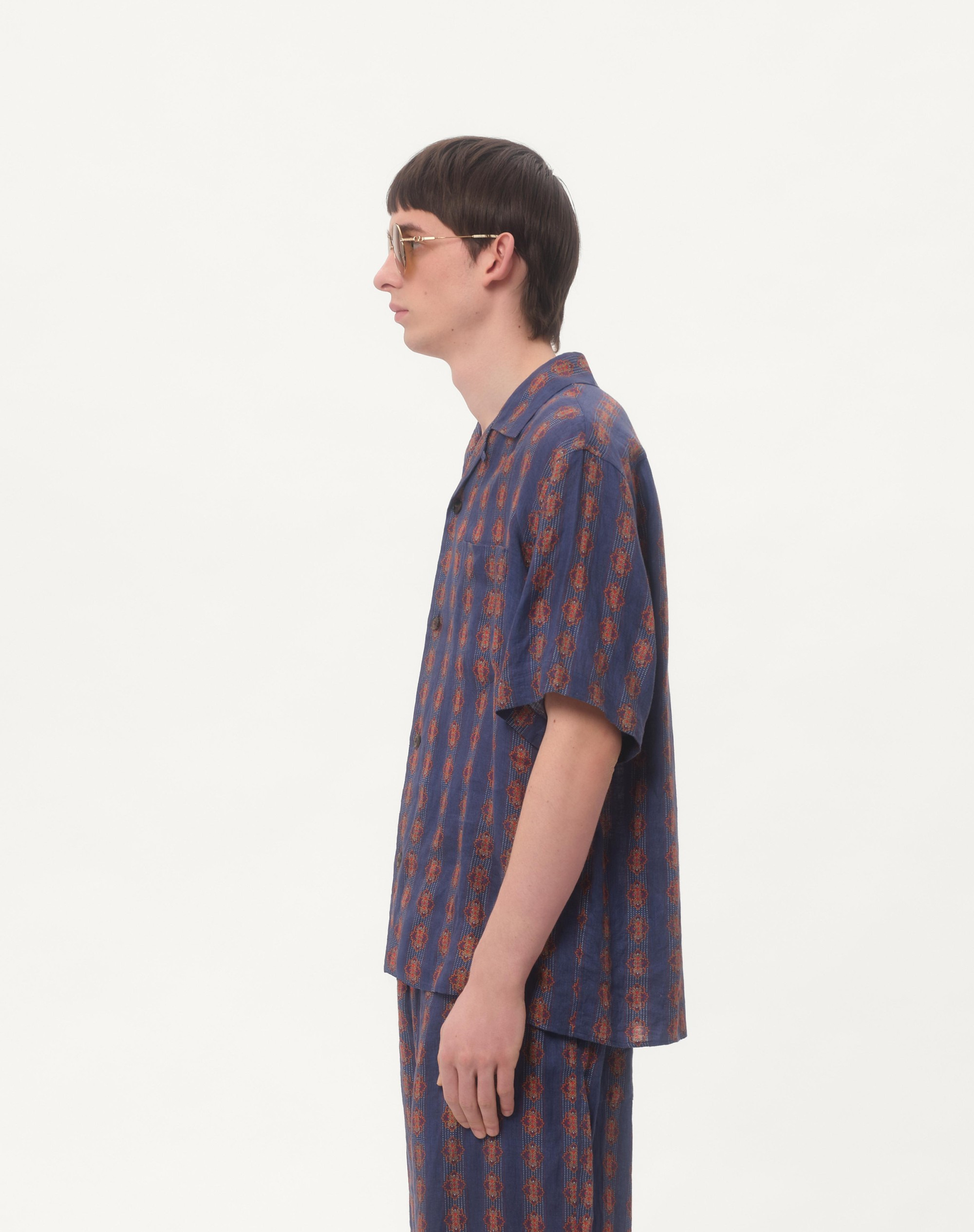 LINEN BOWLING SHIRT WITH VOYAGE IMAGINAIRE PRINT - 7