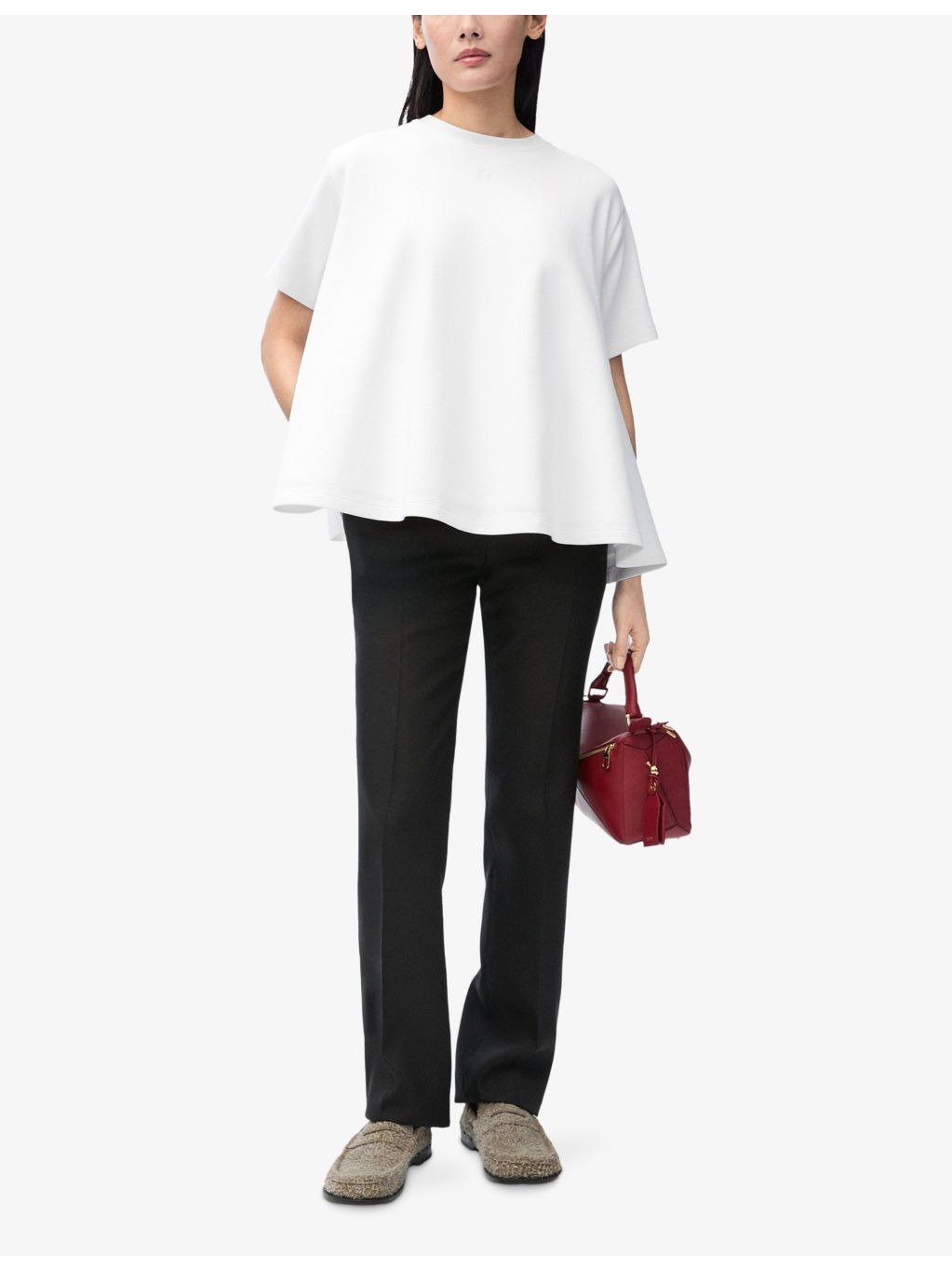 Trapeze Round-Neck Cotton-Blend Top - 2