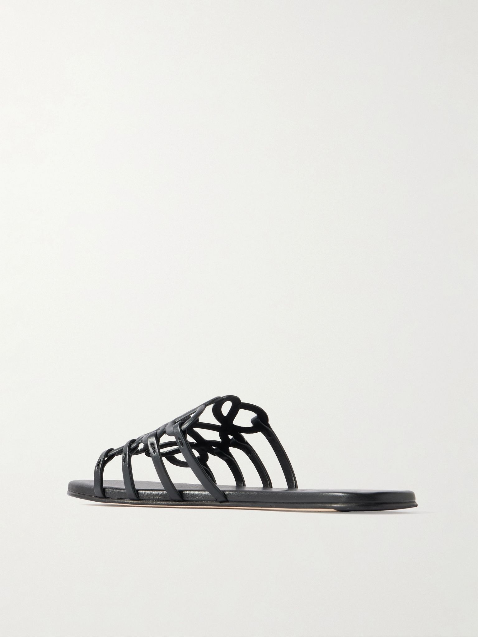Petal Anagram leather slides Black - 4
