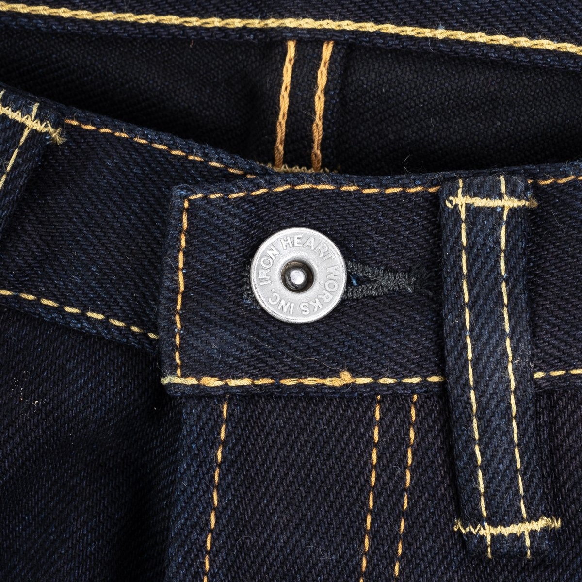 IH-888S-21ib 21oz Selvedge Denim Medium/High Rise Tapered Cut Jeans - Indigo/Black - 9