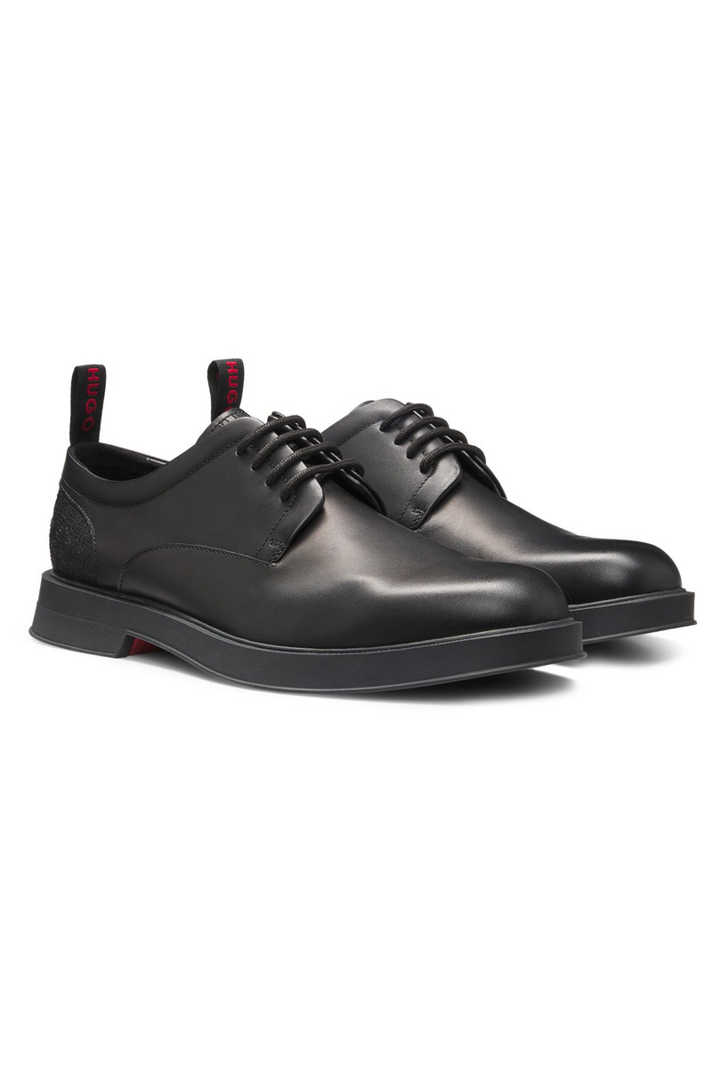 LEATHER DERBY SHOES WITH MONOGRAM HEEL 2