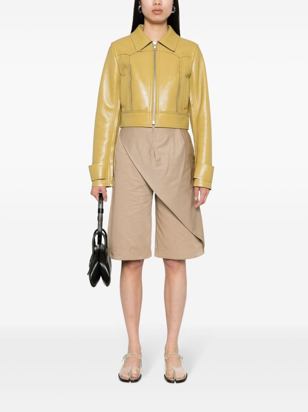 overlapping faille pleated shorts - 2