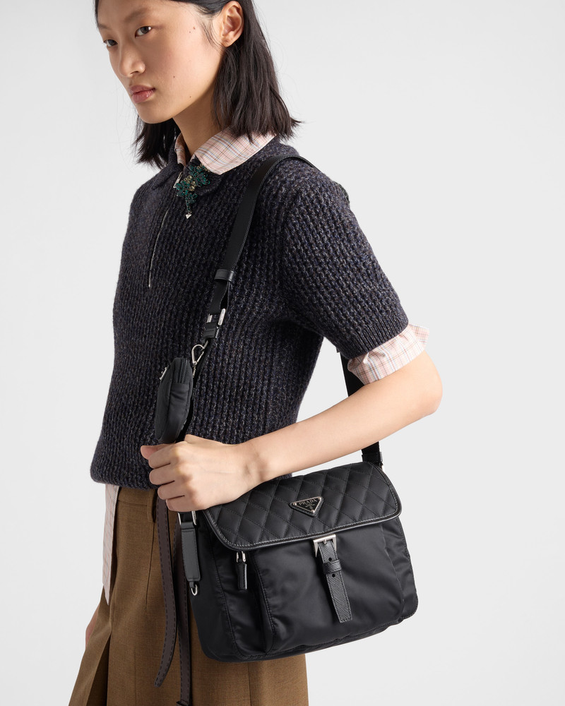 Medium quilted Re-Nylon shoulder bag with Saffiano leather trim 8