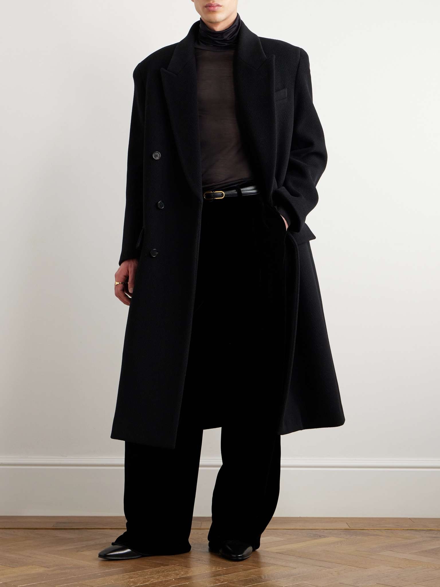 Double-Breasted Herringbone Wool Overcoat - 2