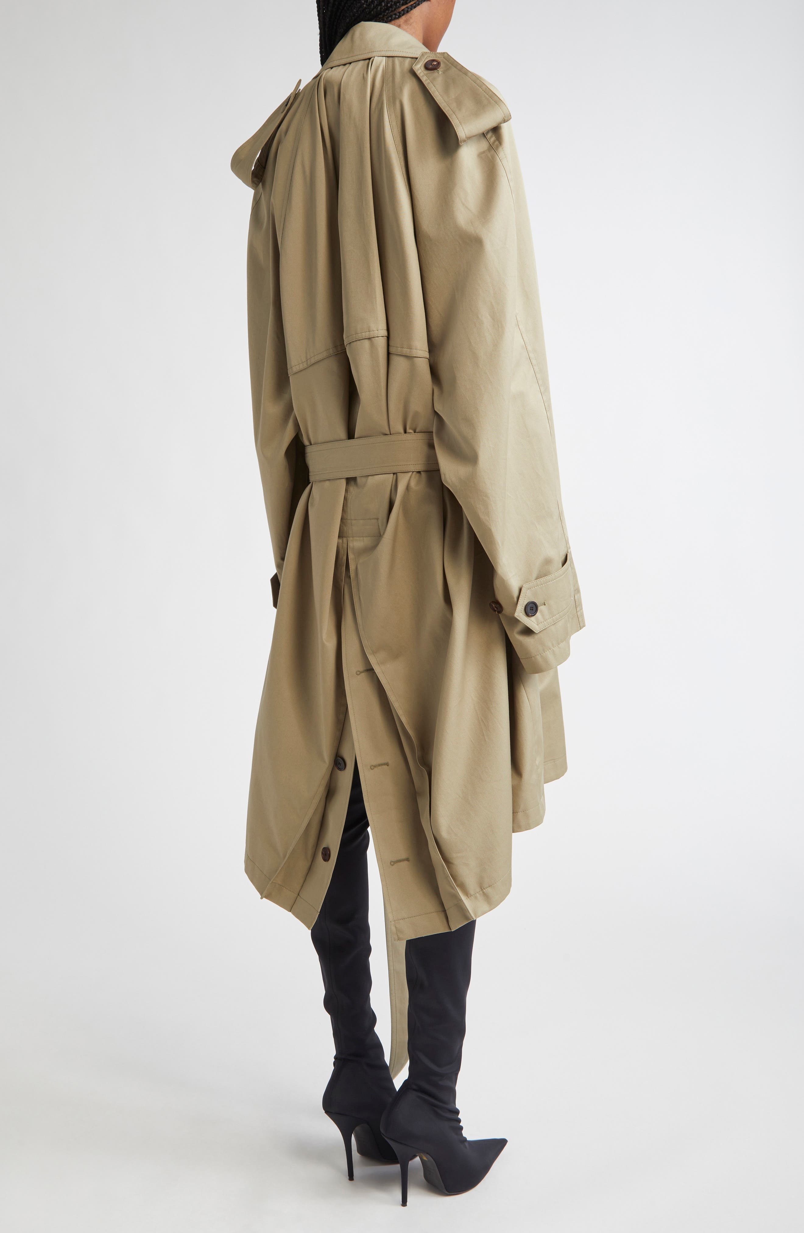 Balenciaga Draped Trench Coat in 9772 Explorer Beige at Nordstrom - 2