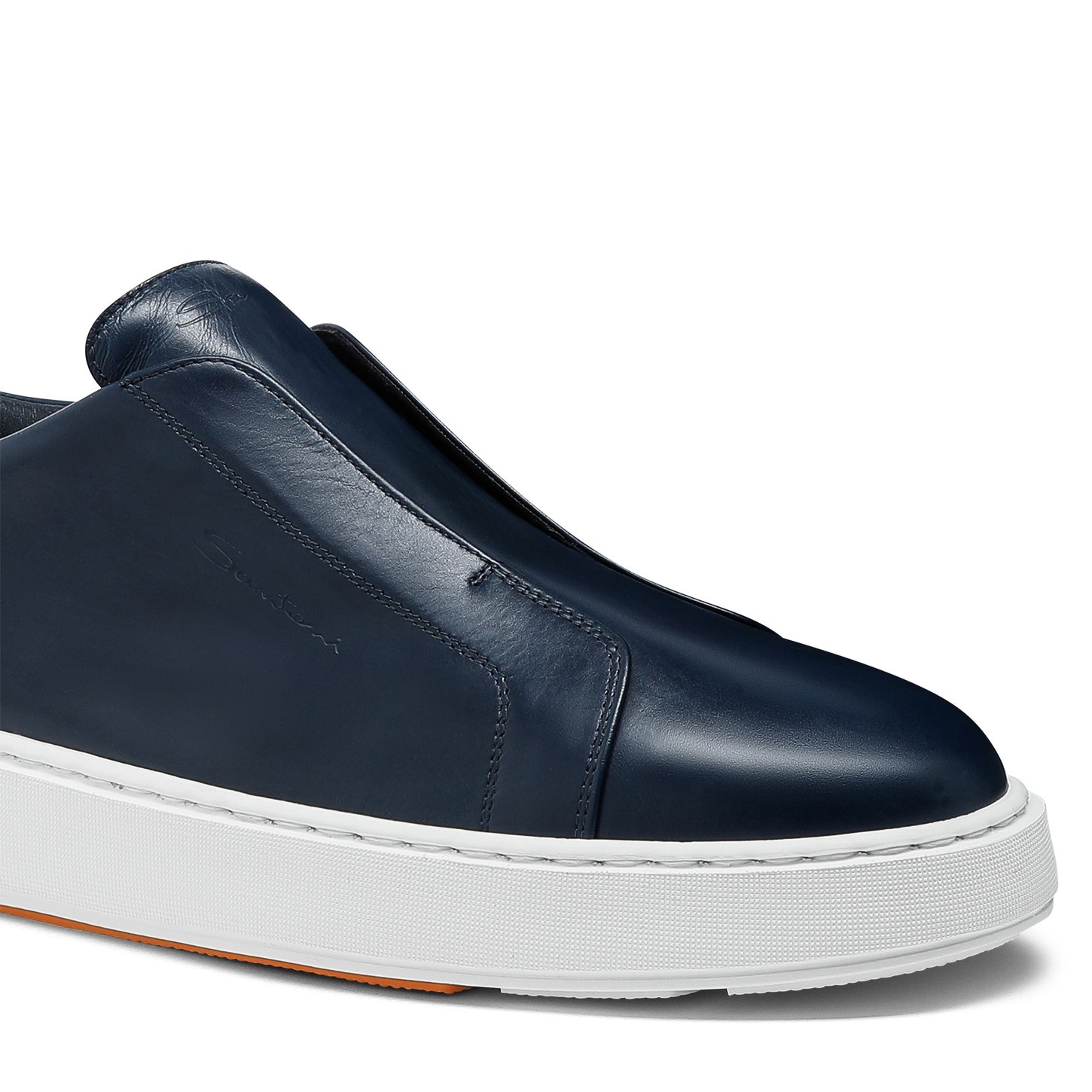 Men's blue leather slip-on sneaker - 6