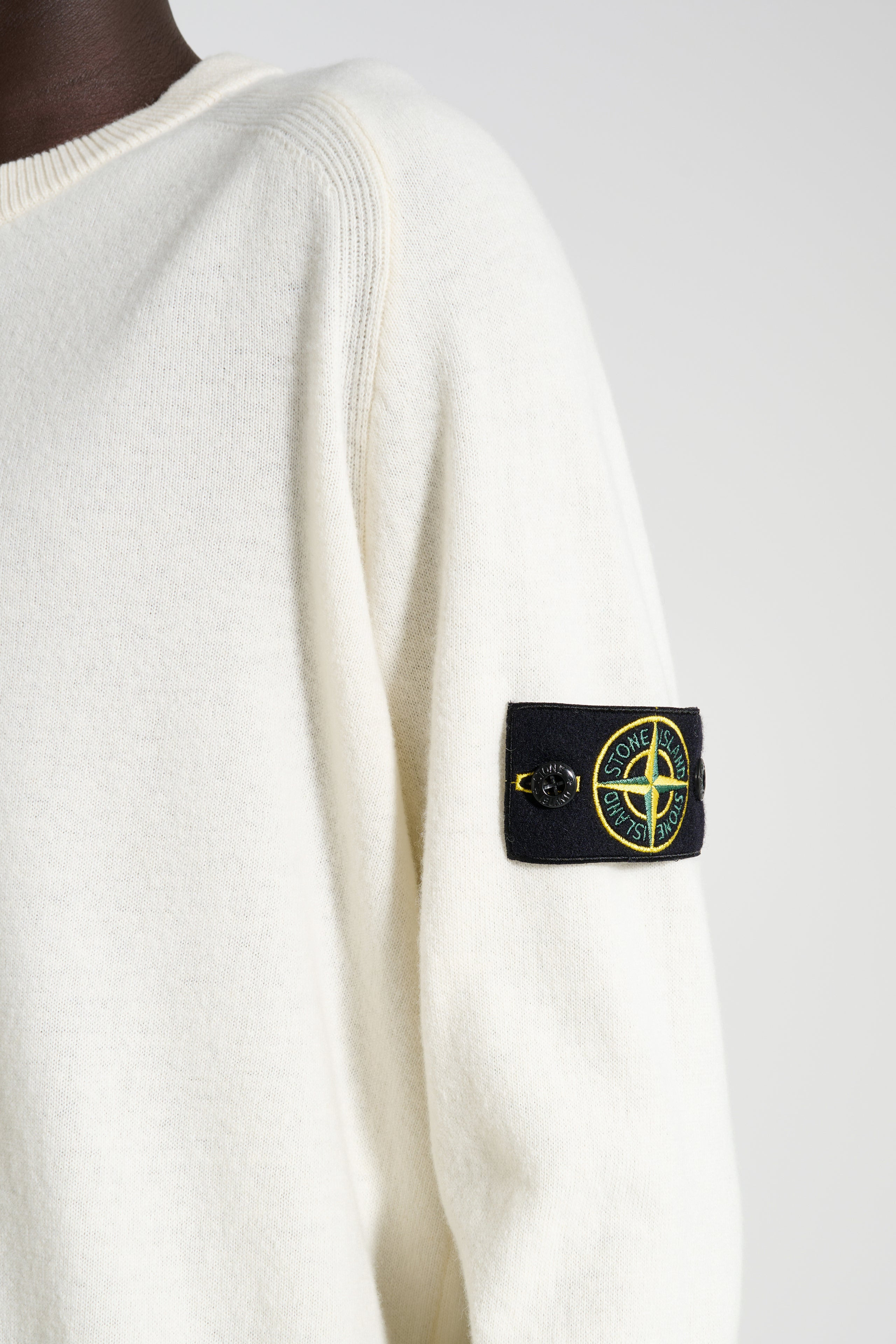 STONE ISLAND CREW NECK SWEATSHIRT IVORY - 5