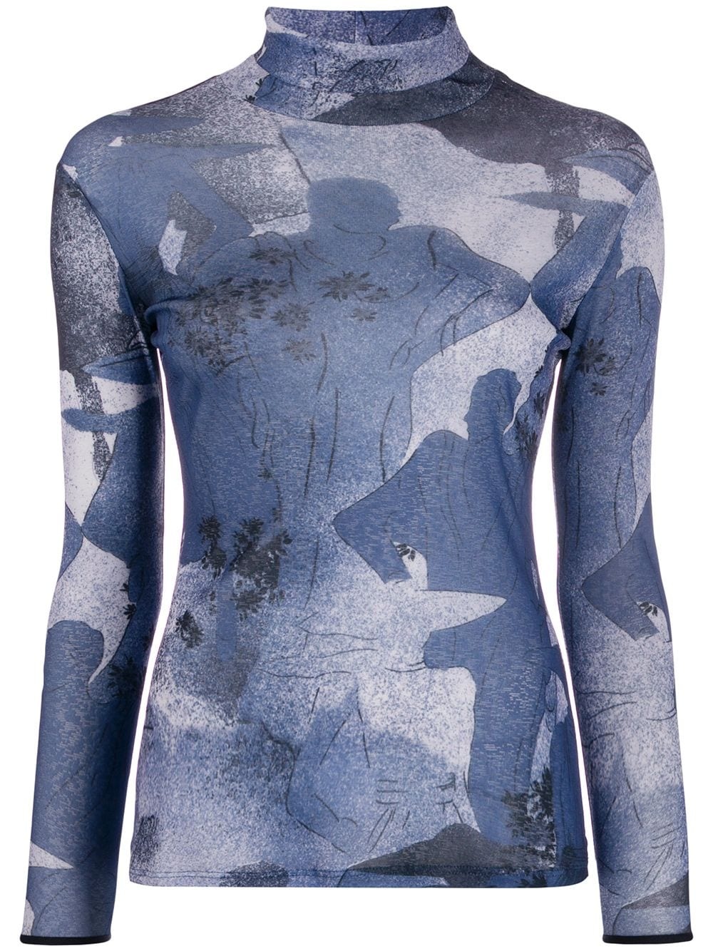 abstract print turtleneck top - 1