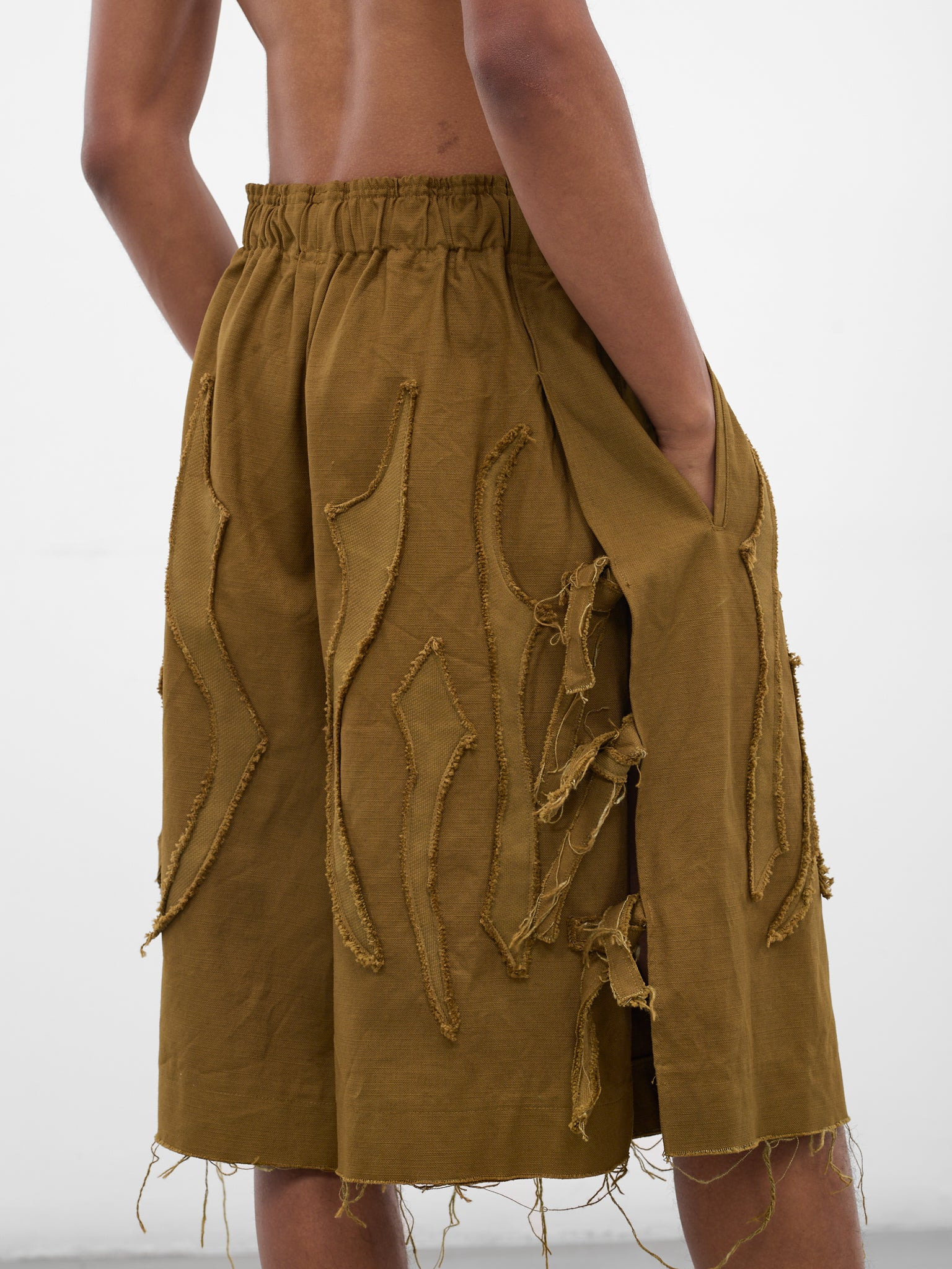 Khaki Battle Scar Graphic Shorts - 5